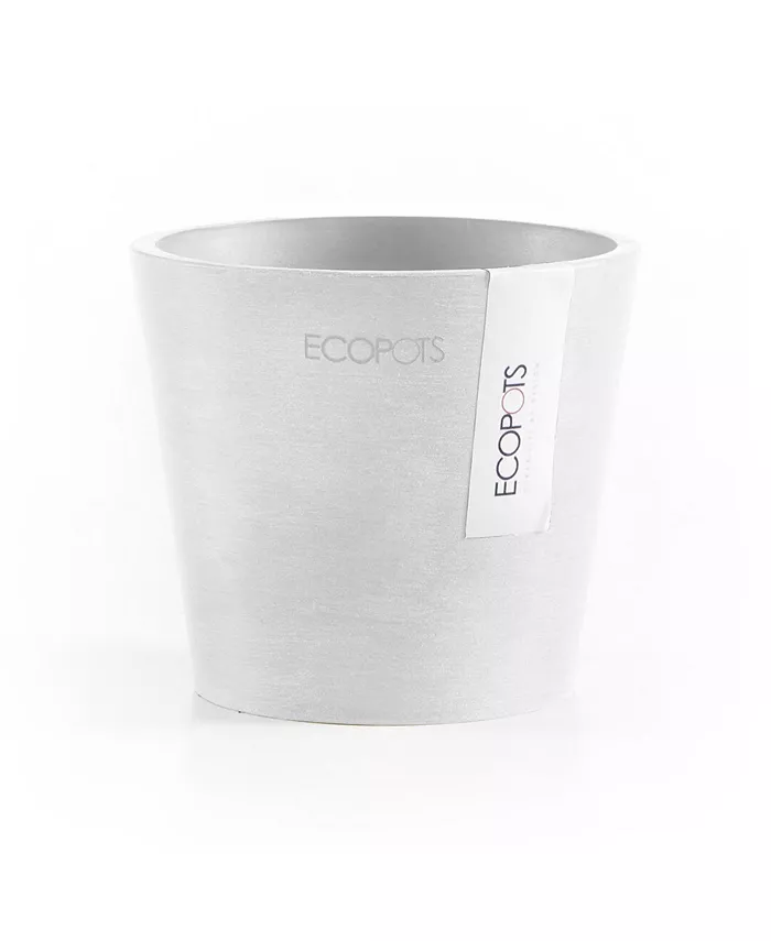 ECOPOTS Amsterdam Round Plastic Flower Pot， Pure White， 4