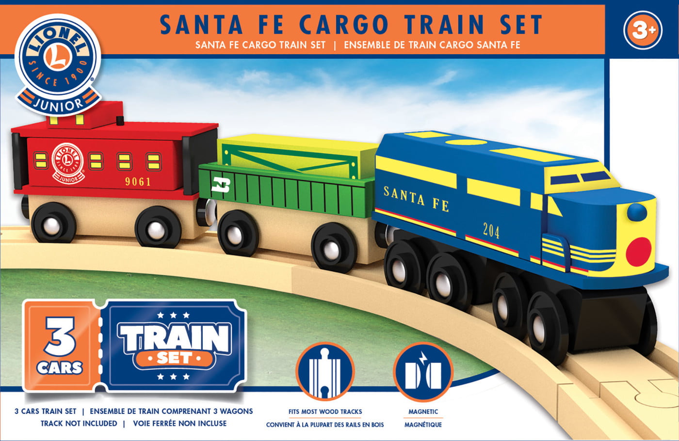 MasterPieces Wood Train Sets - Lionel Santa Fe Cargo 3 Piece Train Set