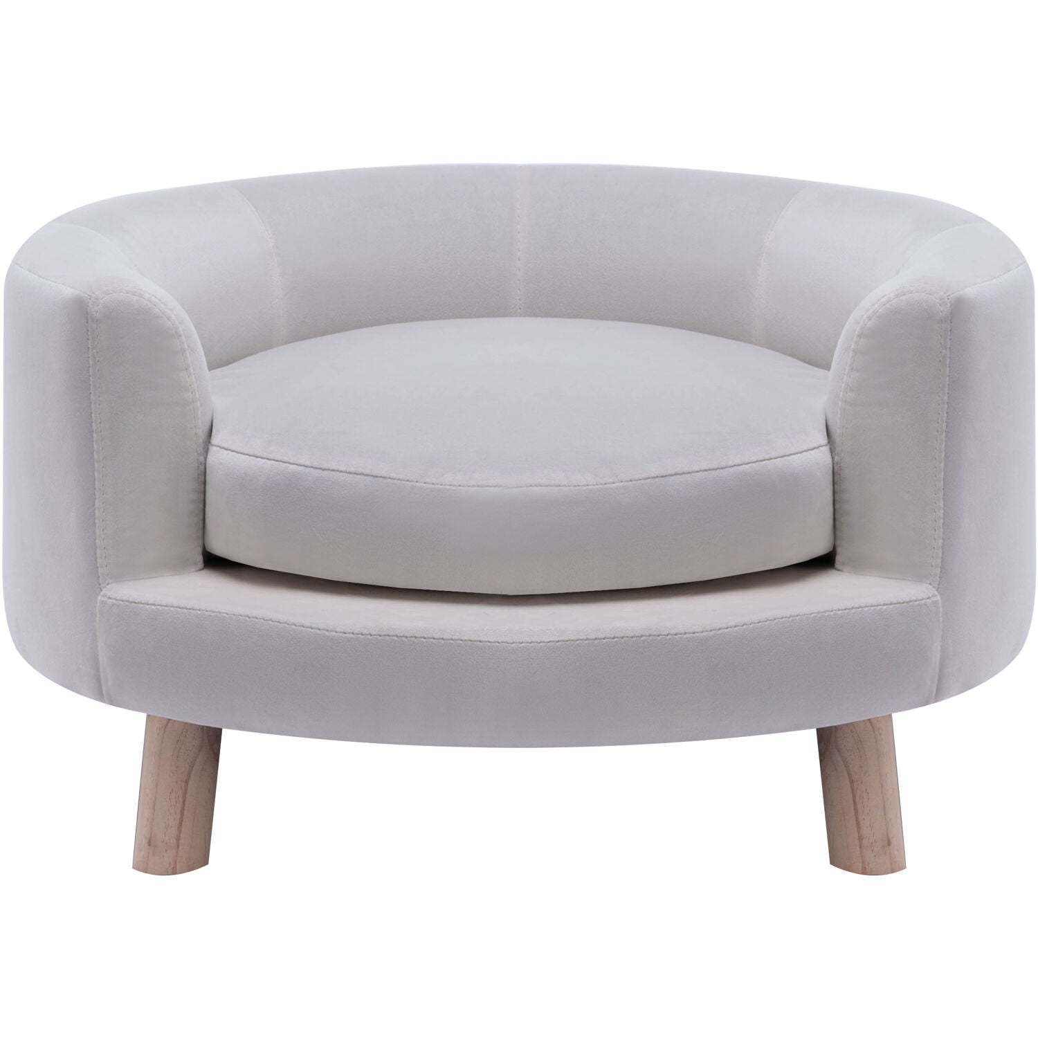 Critter Sitters 28-In. Elegant White Faux-Velvet Circular Pet Bed for Small to Medium-Sized Dogs and Cats