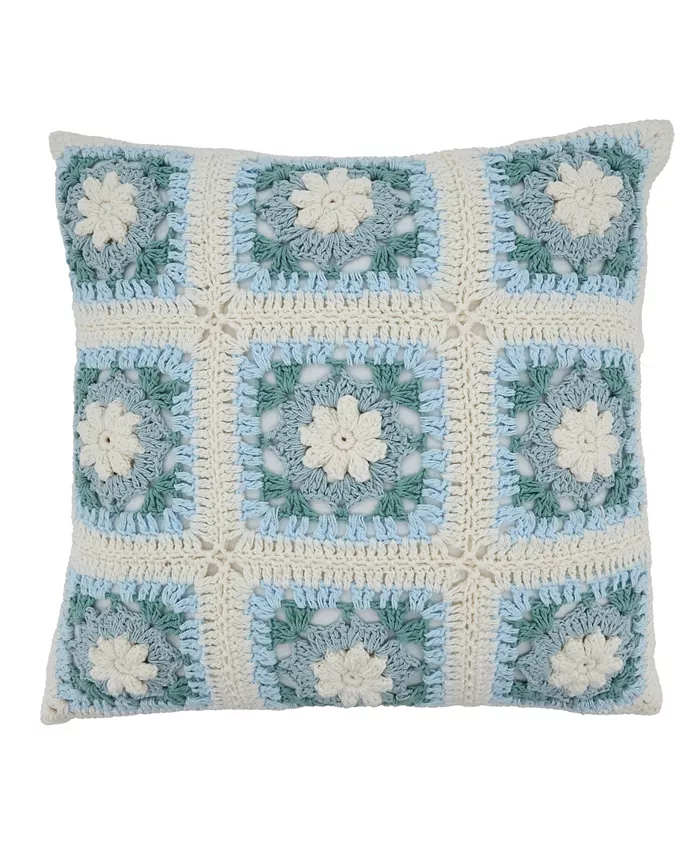 Saro Lifestyle Crochet Decorative Pillow， 16
