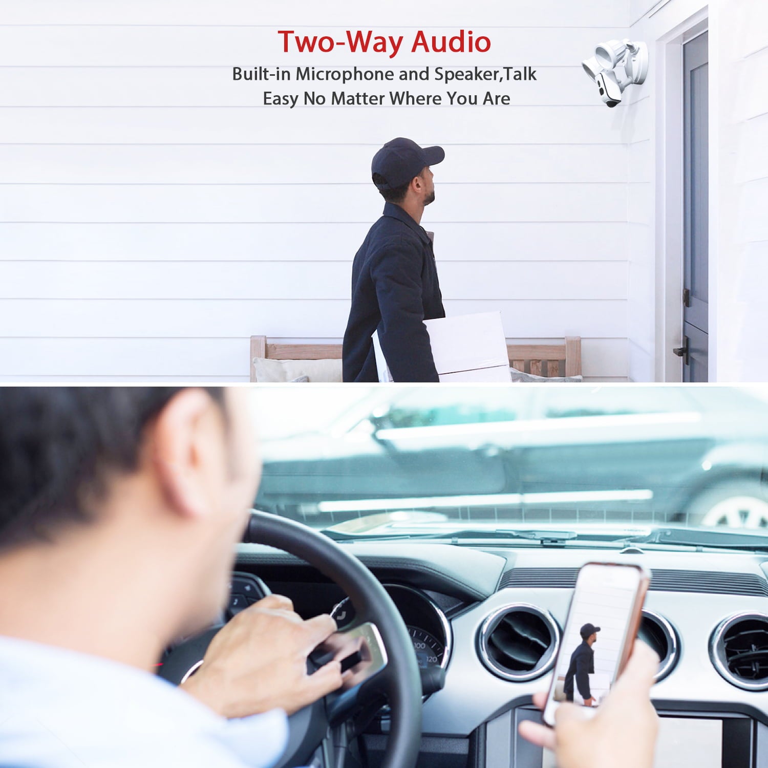 Victure FC920 Floodlight Outdoo Camera， 24/7 Record， Night Vision， Motion-Activated.LED Light，Wireless Connection