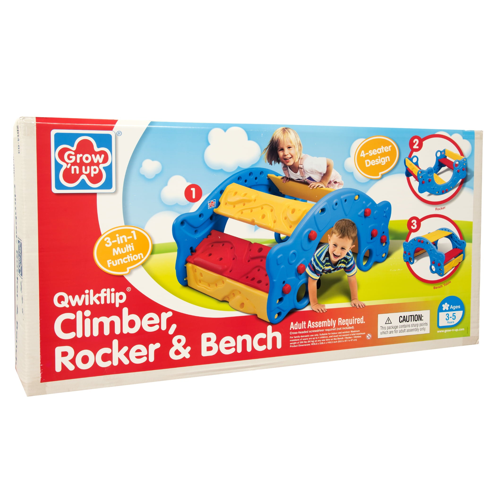 Grow'n Up 3-in-1 Climber， Rocker and Bench - Ages 3 Years to 5 Years