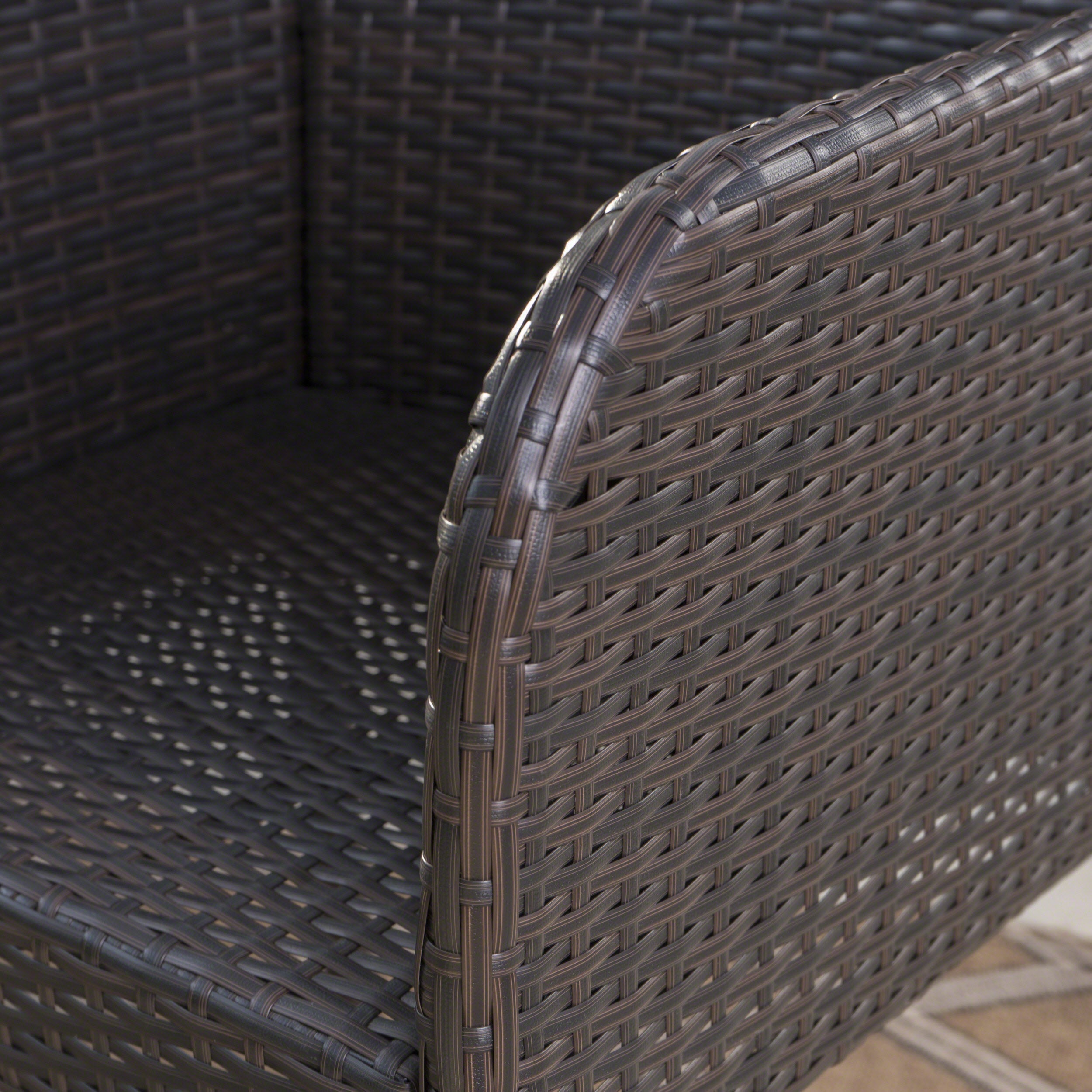 Burrough Outdoor 3 Piece Round Multi-brown Wicker Bar Set