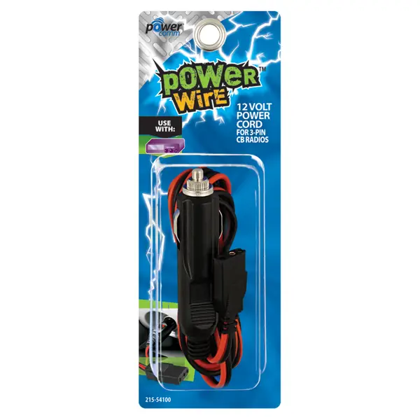 Power Comm 12V Power Cord For 3-Pin CB Radios