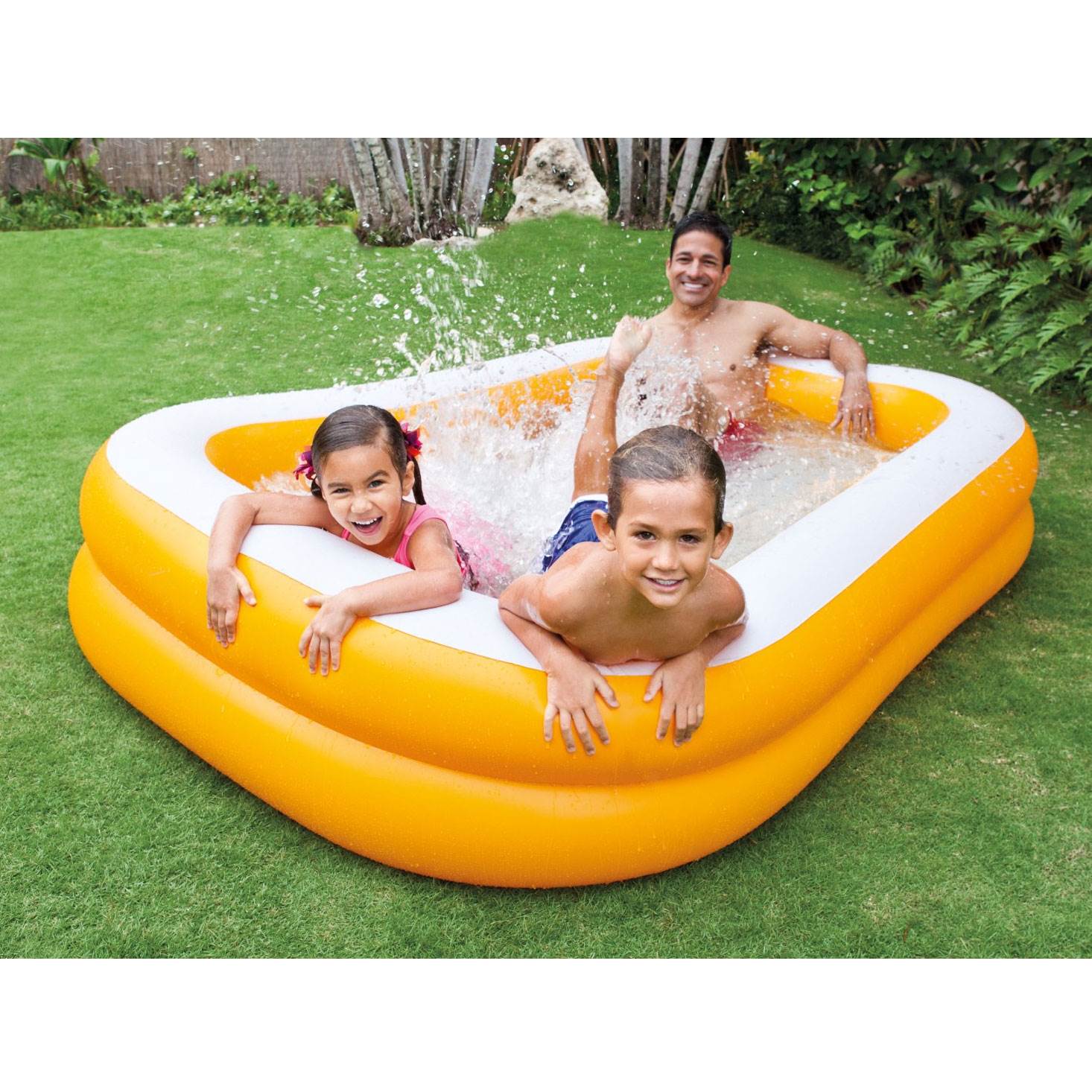 Intex 90in x 58in x 18in Outdoor Inflatable Family Swim Center， Orange (2 Pack)
