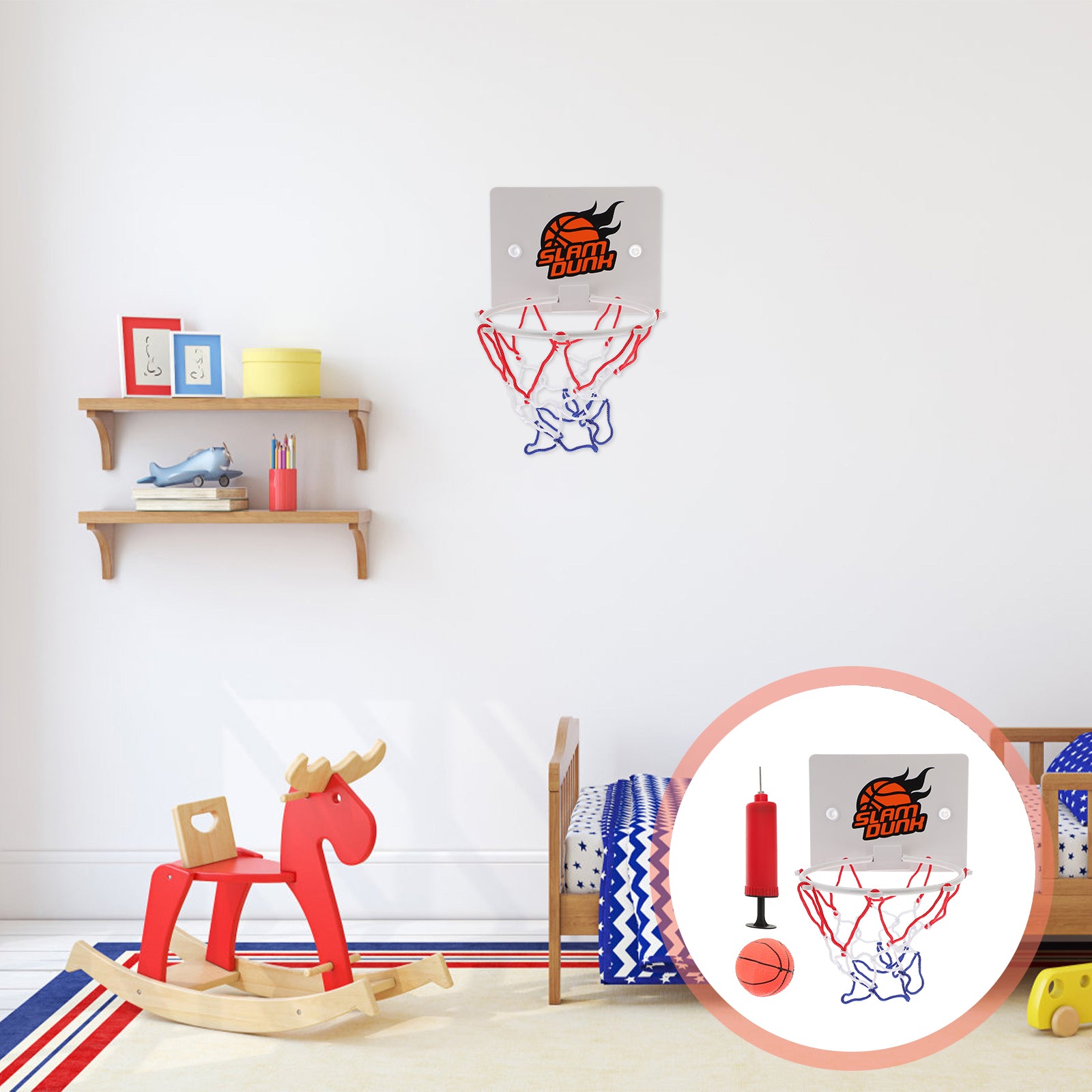 1 Set of Wall Mounted Kids Basketball Board Mini Basketball Netball Indoor Basketball Play Set (Colorful)