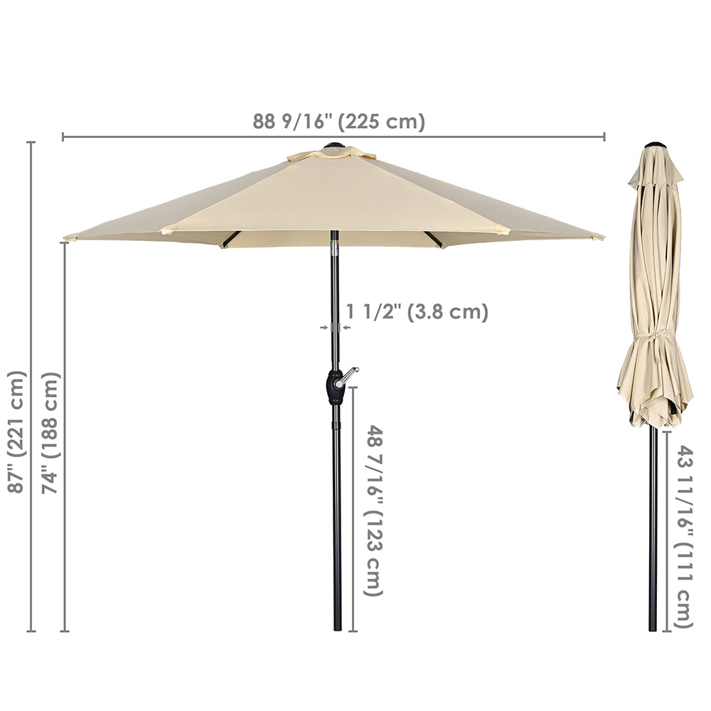 Yescom 7.5ft Patio Umbrella Crank and Tilt 6-Rib