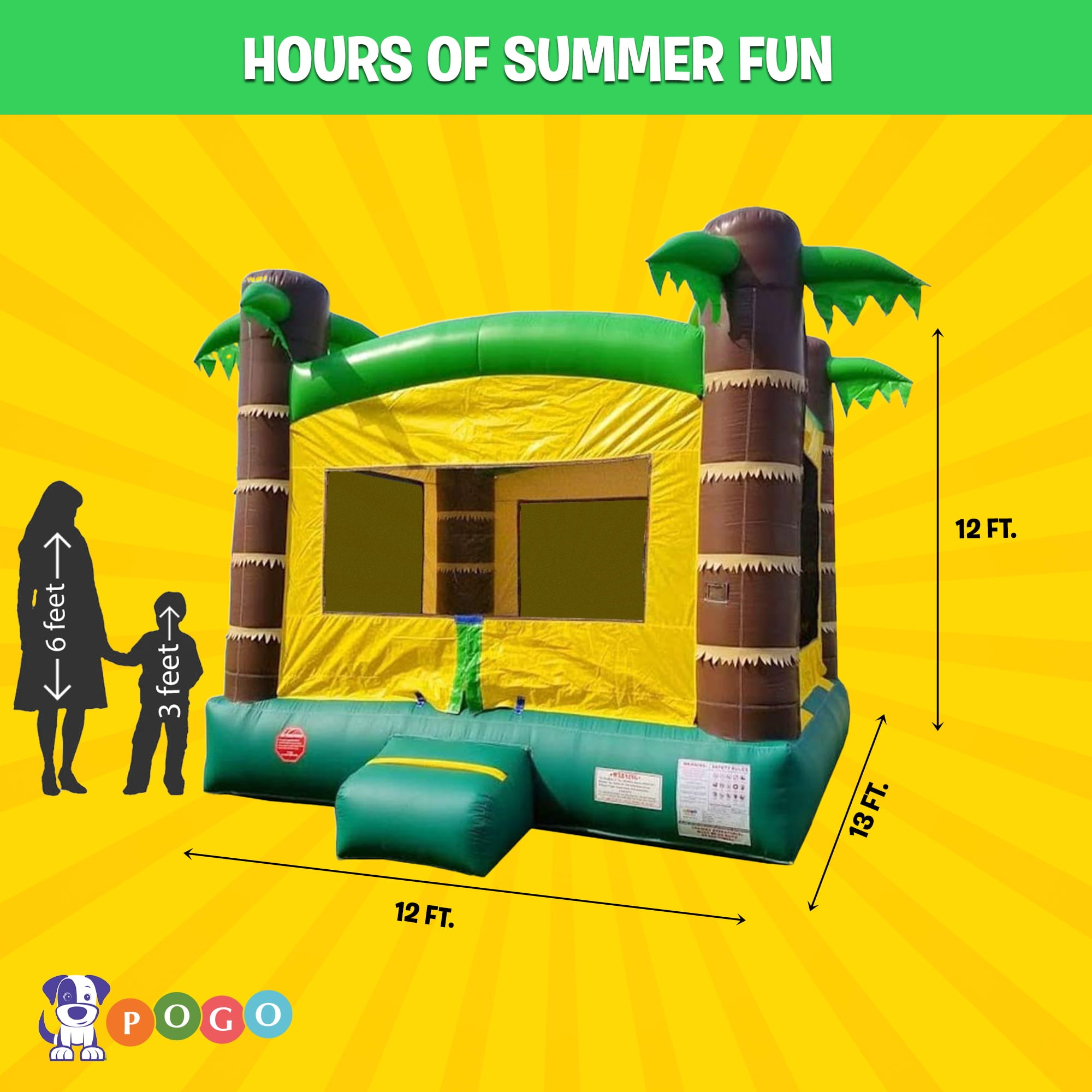 Pogo Bounce House Crossover Tropical Duo，  Bounce House and Bounce House with Slide and Splash Pool
