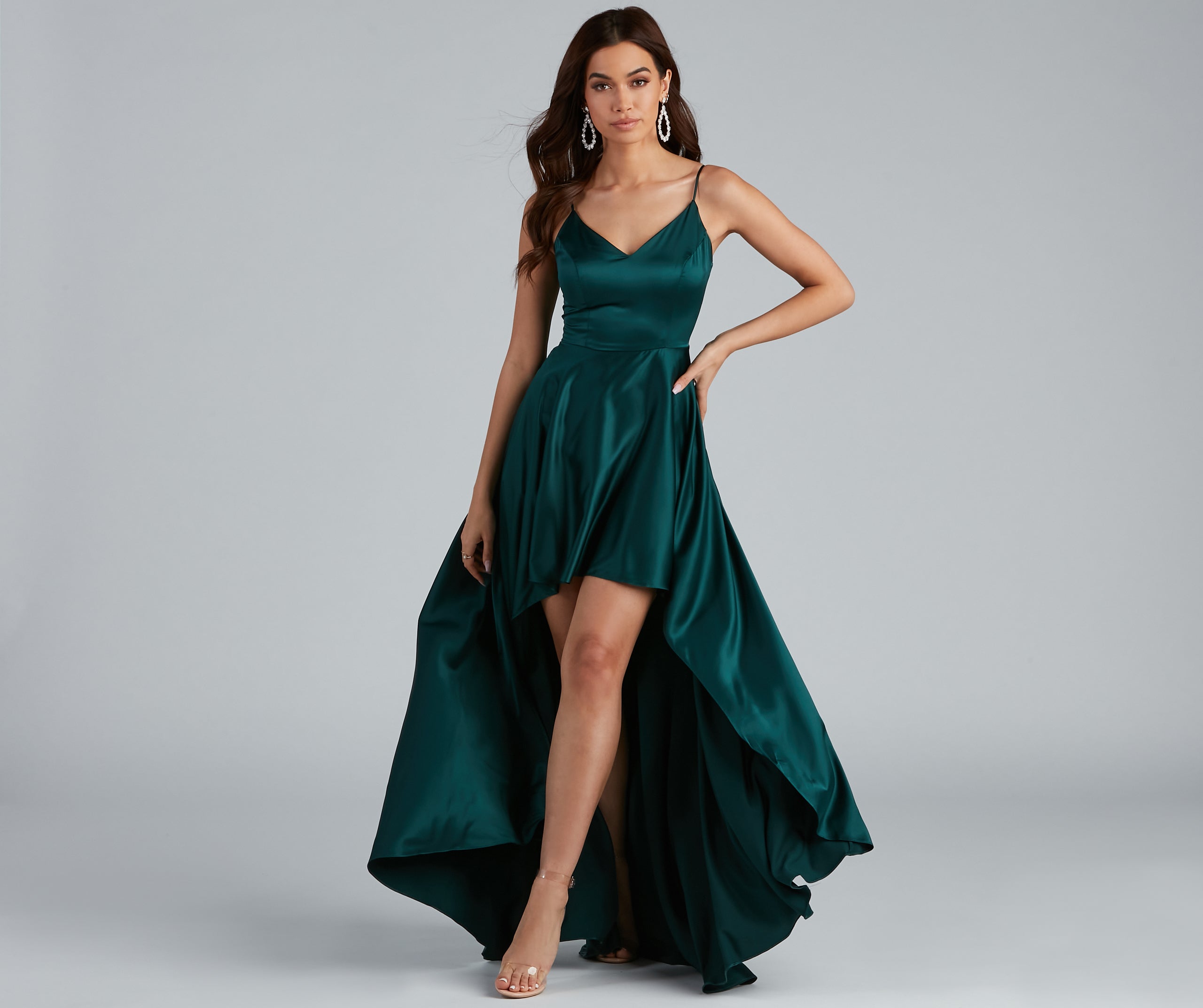Spencer Satin High-Low Formal Dress
