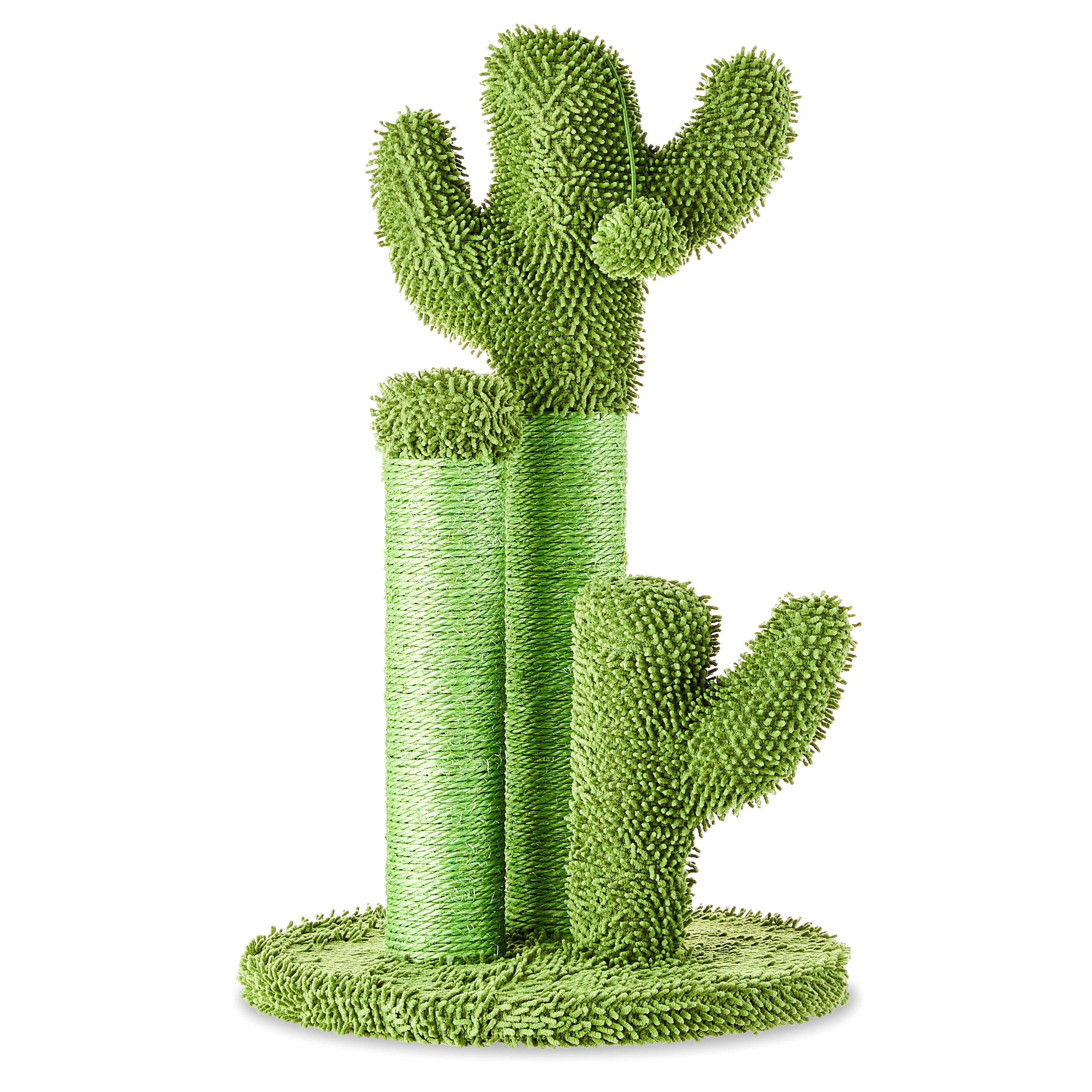 Vibrant Life Cactus 3-Arm Chenille， Sisal and Jute Cat Scratching Post with Cat Toy