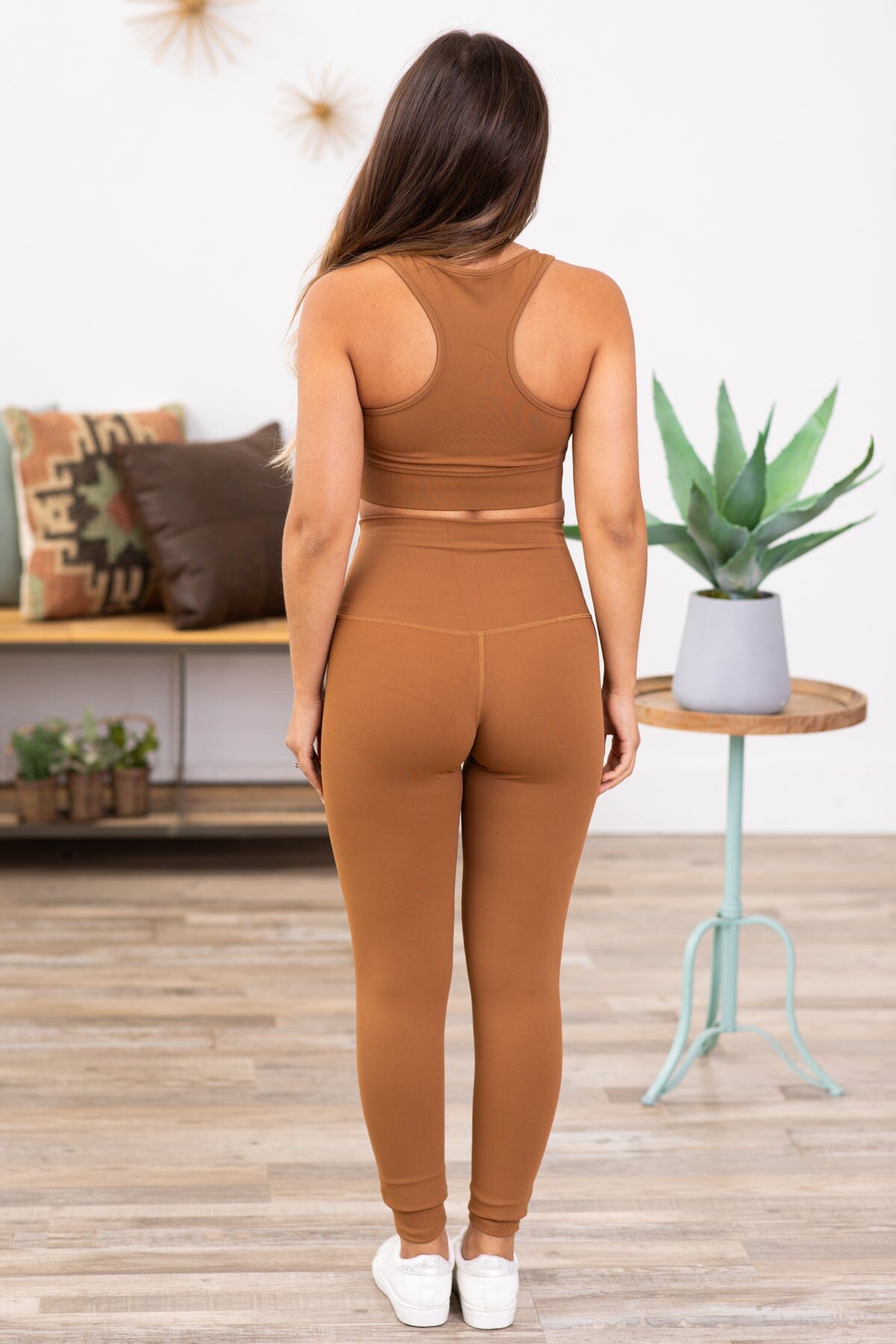 Dark Camel Racerback Bra and Legging Set