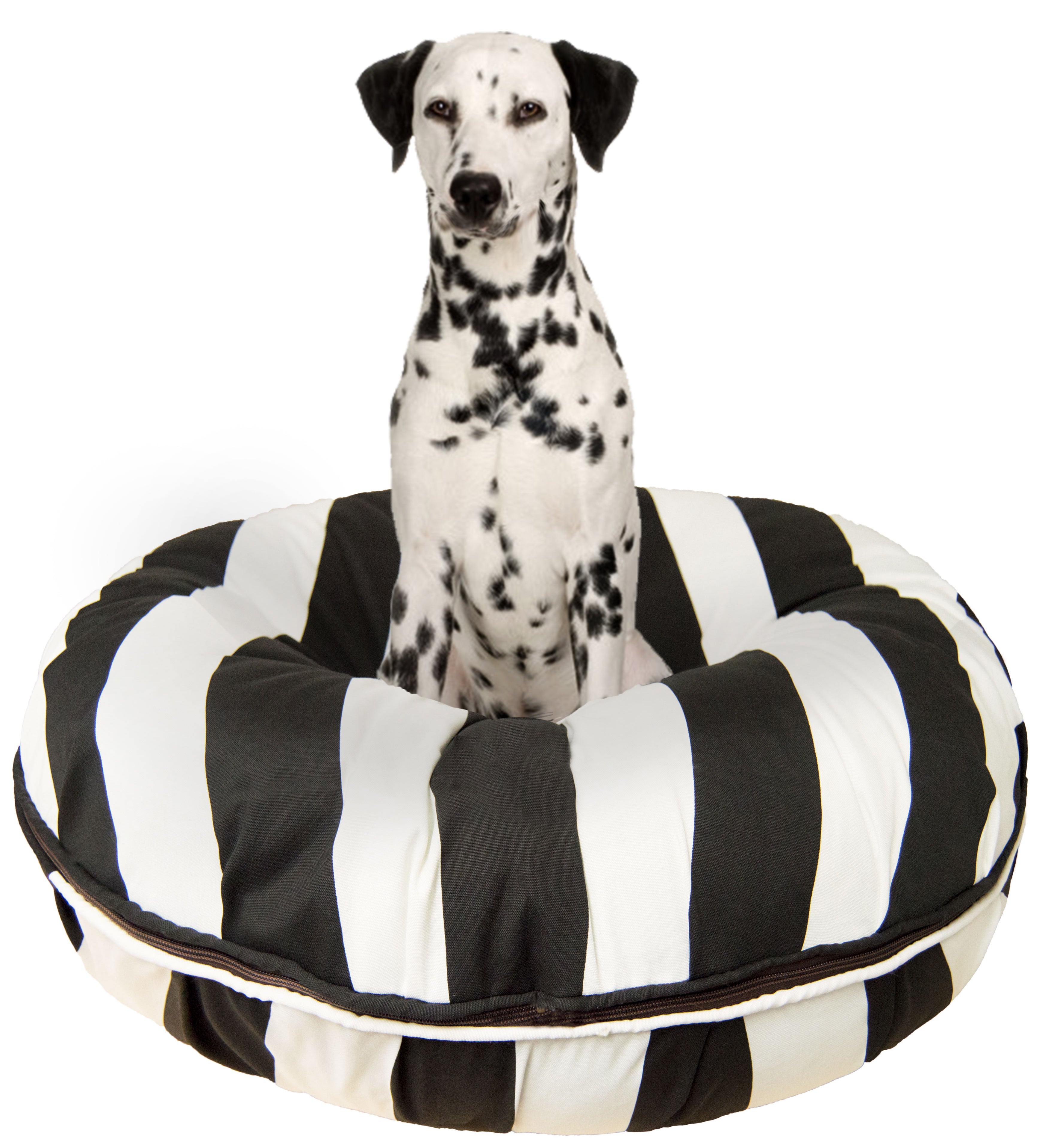 Bessie and Barnie Water Resistant Panda Stripes Indoor/Outdoor Durable Bagel Pet/Dog Bed with Removable Cover