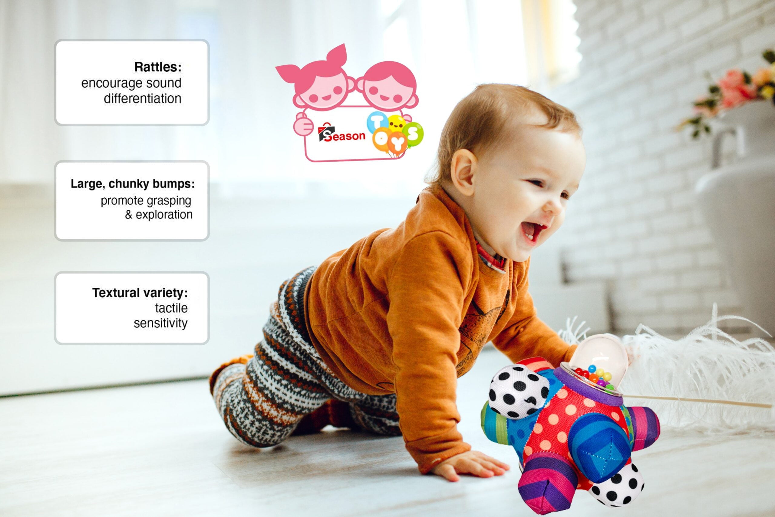 Baby Cognitive Developmental Bumpy Ball Toy Newborns to 6 Months， 8 Months， 1 Year and 2 Years Old Toddlers， Brain Development Toy for Kids – Colorful