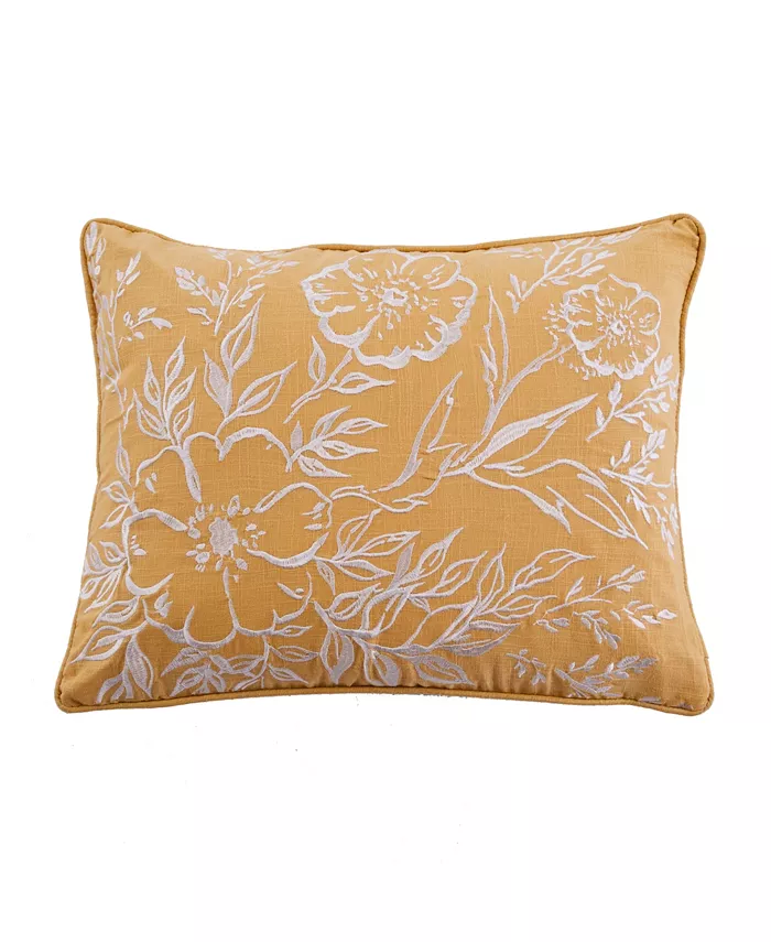 Levtex Apolonia Ochre Embroidered Decorative Pillow， 14