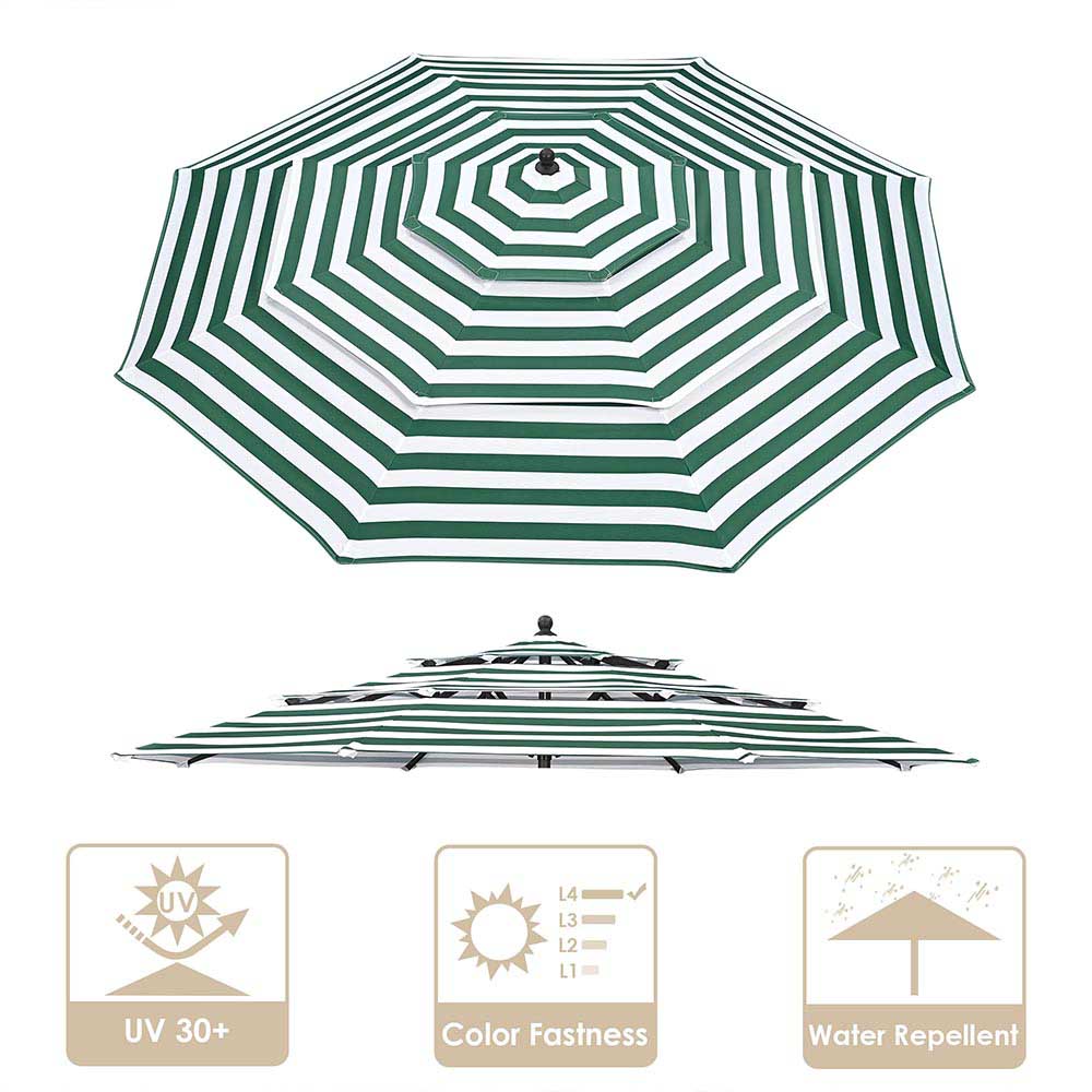 Yescom 10' Outdoor Patio Umbrella Replacement Canopy 3-Tiered 8-Rib