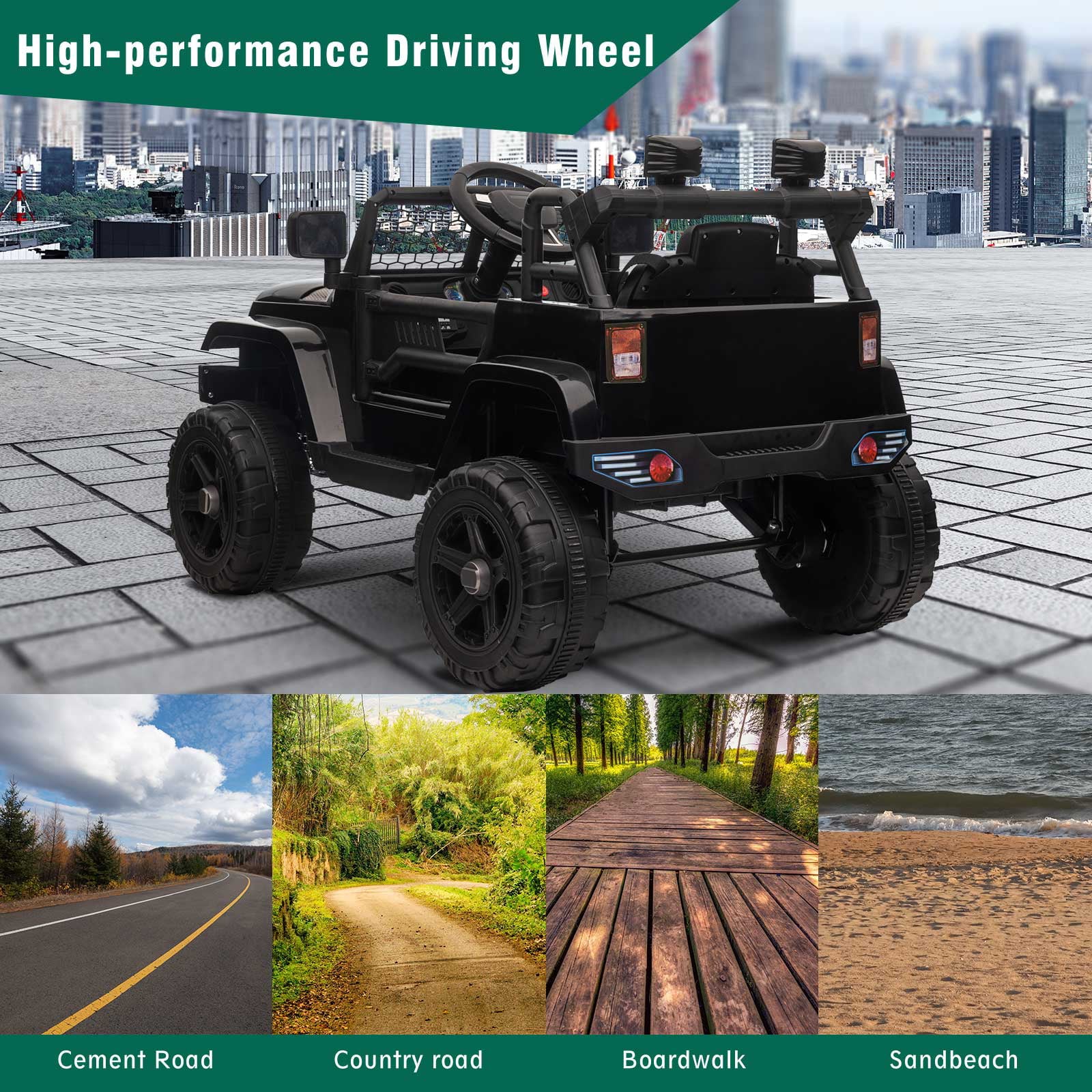 OTTARO 12V Battery Powered Vehicle ，Kids Ride on Electric Car with Remote Control for Boys Girls(Black)