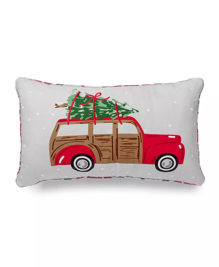 Martha Stewart Collection Wagon Holiday Decorative Pillow， 14