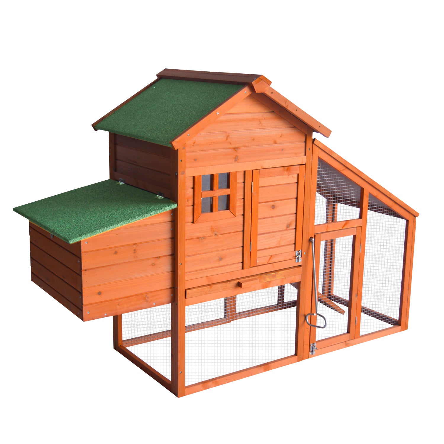 Kindor chicken coop rabbit hutch， Large Running Area wooden Hen House Poultry Cage with Removable Tray and Ramp