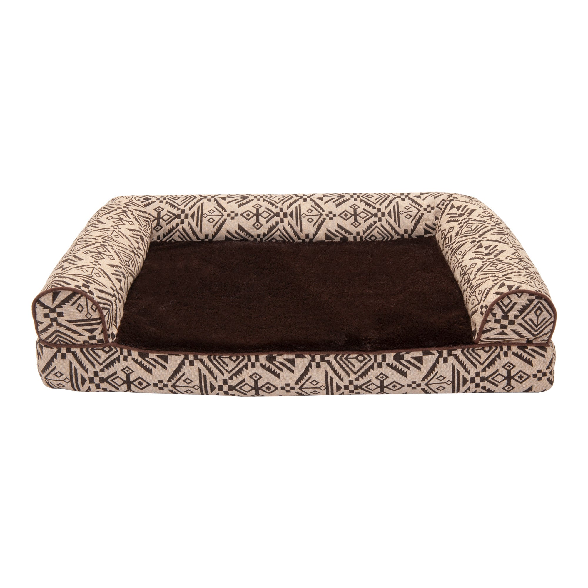 FurHaven Pet Dog Bed | Orthopedic Southwest Kilim Sofa-Style Couch Pet Bed for Dogs and Cats， Desert Brown， Medium