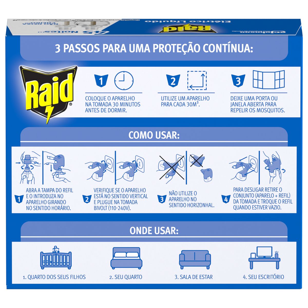 Repelente Eletrico Liquido Raid Refil 2UN de 32,9ml