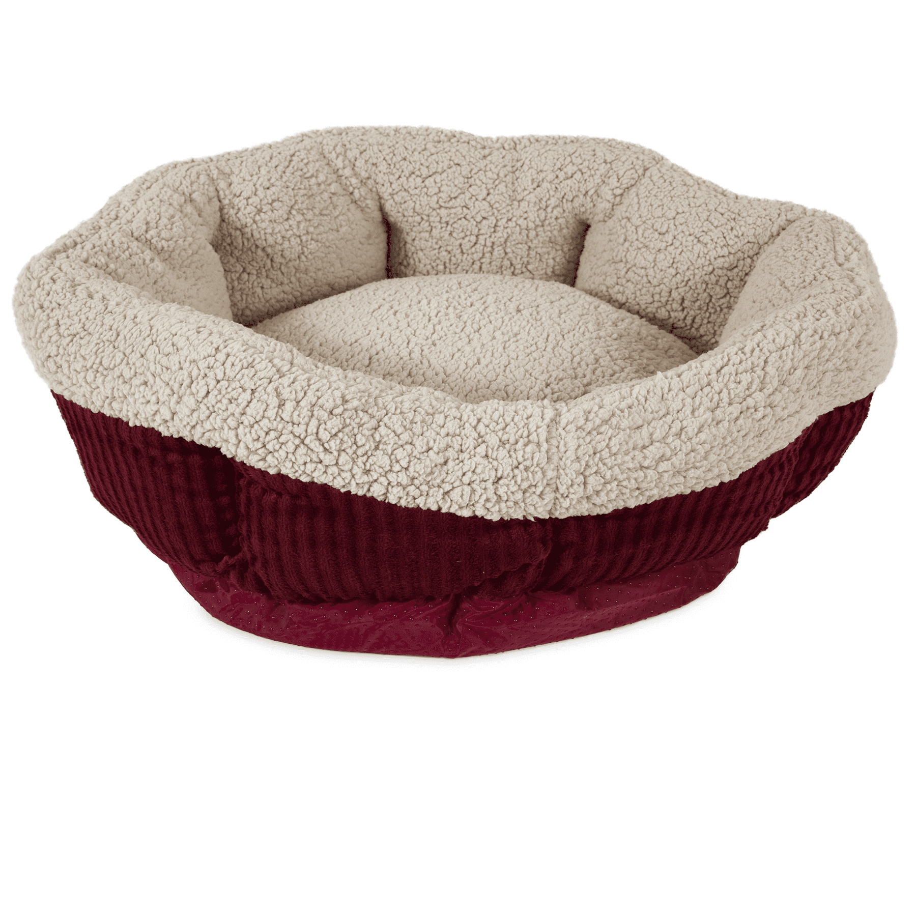 Aspen Pet Round Self Warming Pet Bed， Red