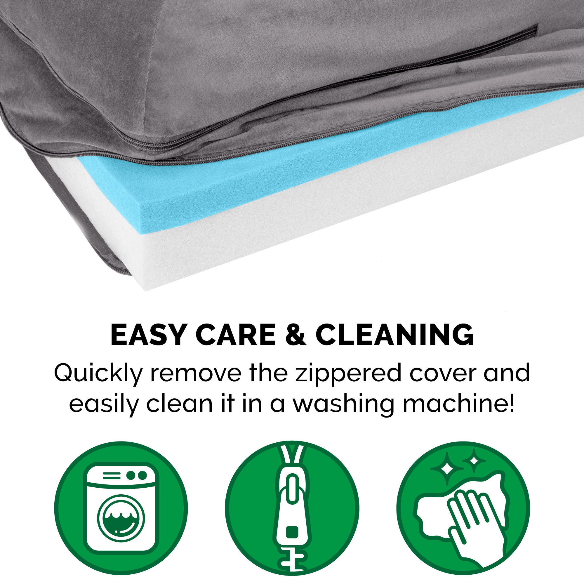 FurHaven | Deluxe Cooling Gel Plush and Velvet L-Chaise Lounge Pet Bed for Dogs and Cats， Platinum Gray， Large