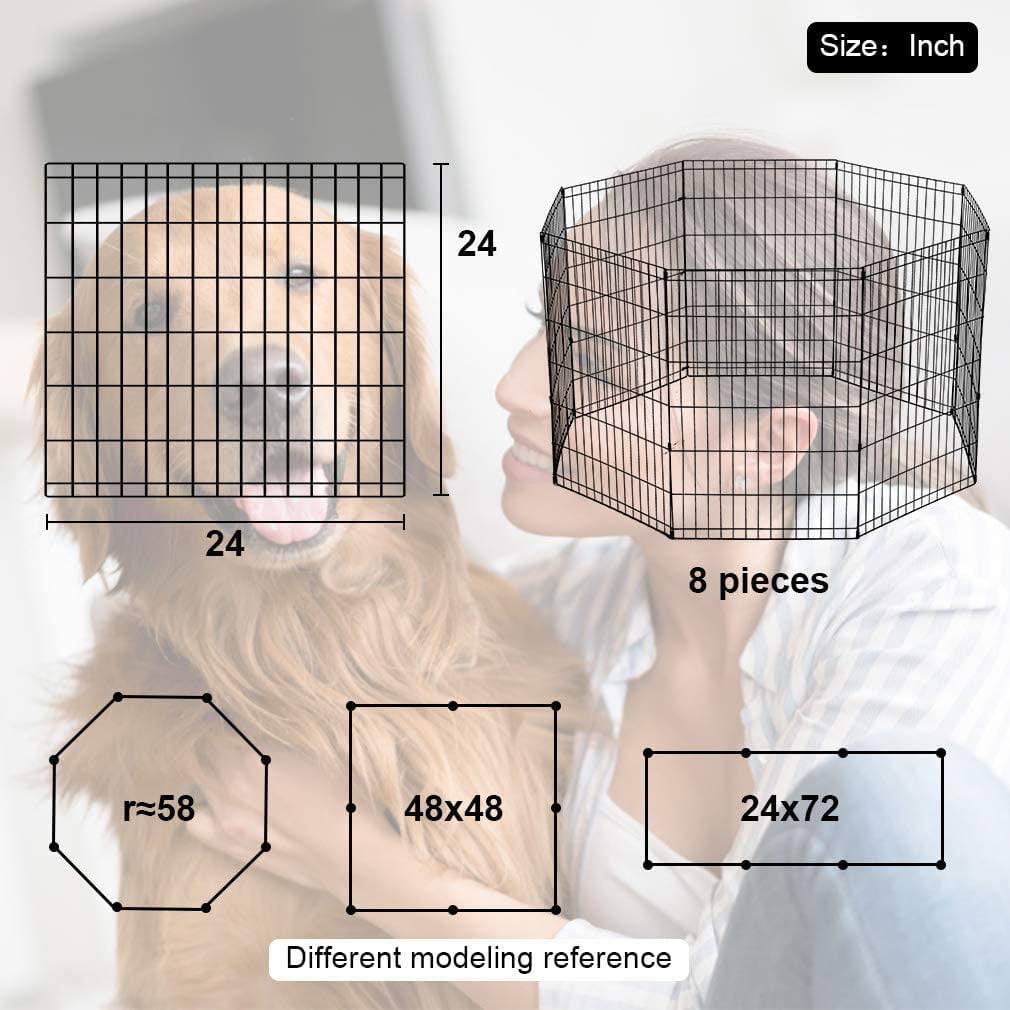 Dkeli Dog Fence Outdoor Dog Playpens for Small Dogs， Portable， Foldable，24 inch