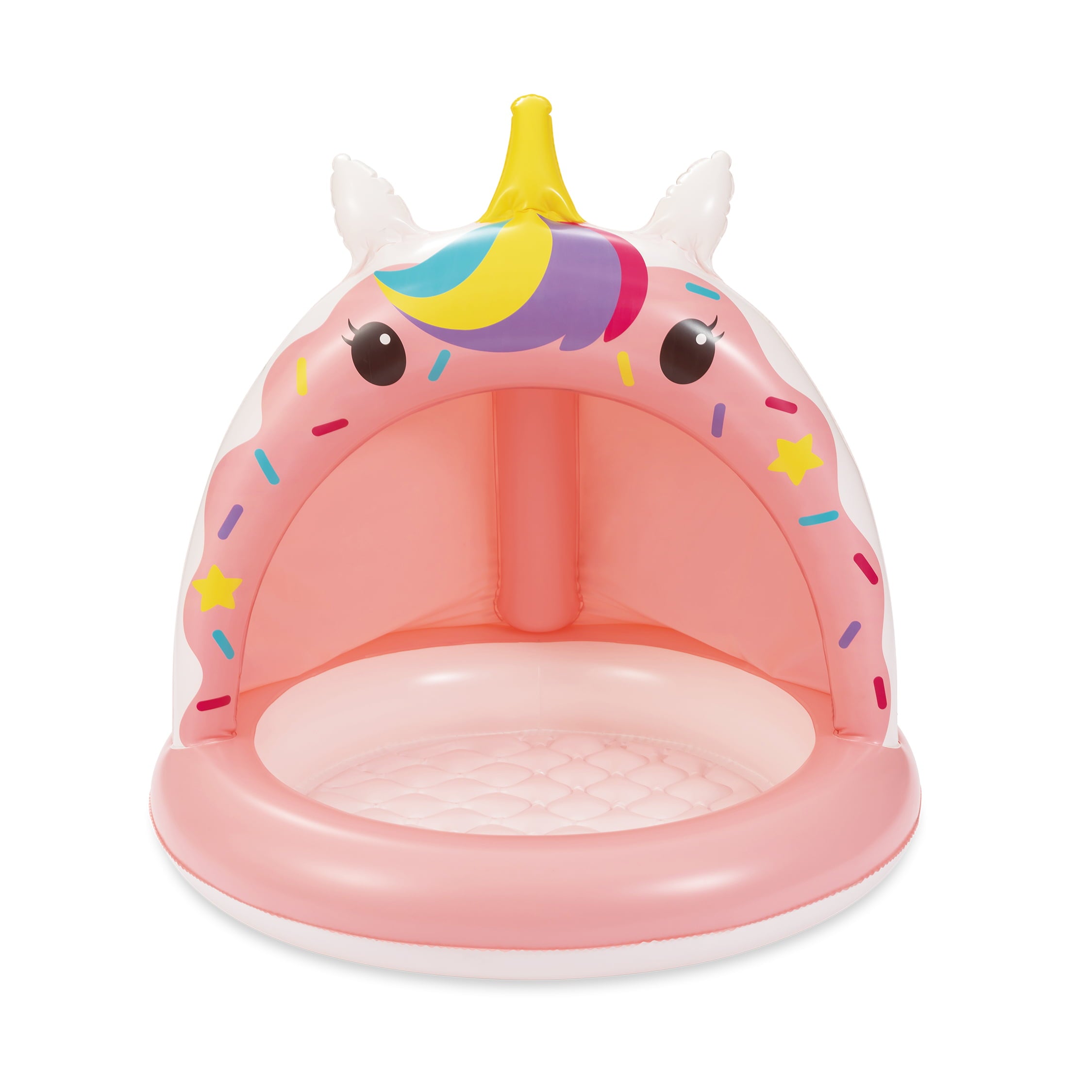 Play Day Inflatable Unicorn Shade Pool， Round， Pink， Ages 1-3， Unisex