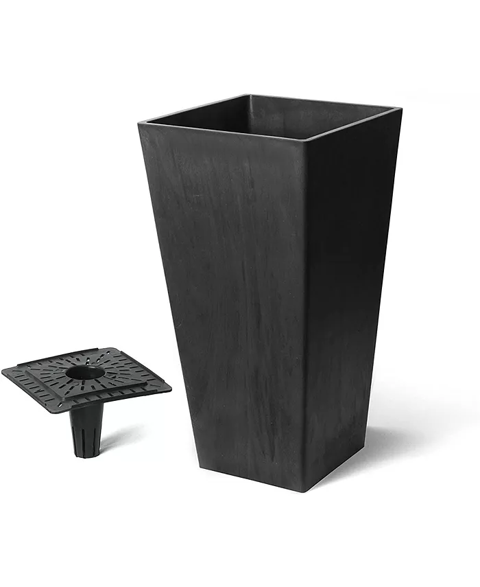 Algreen 17332 Valencia Square Flower Pot Planter Black 10 x 20 Inch