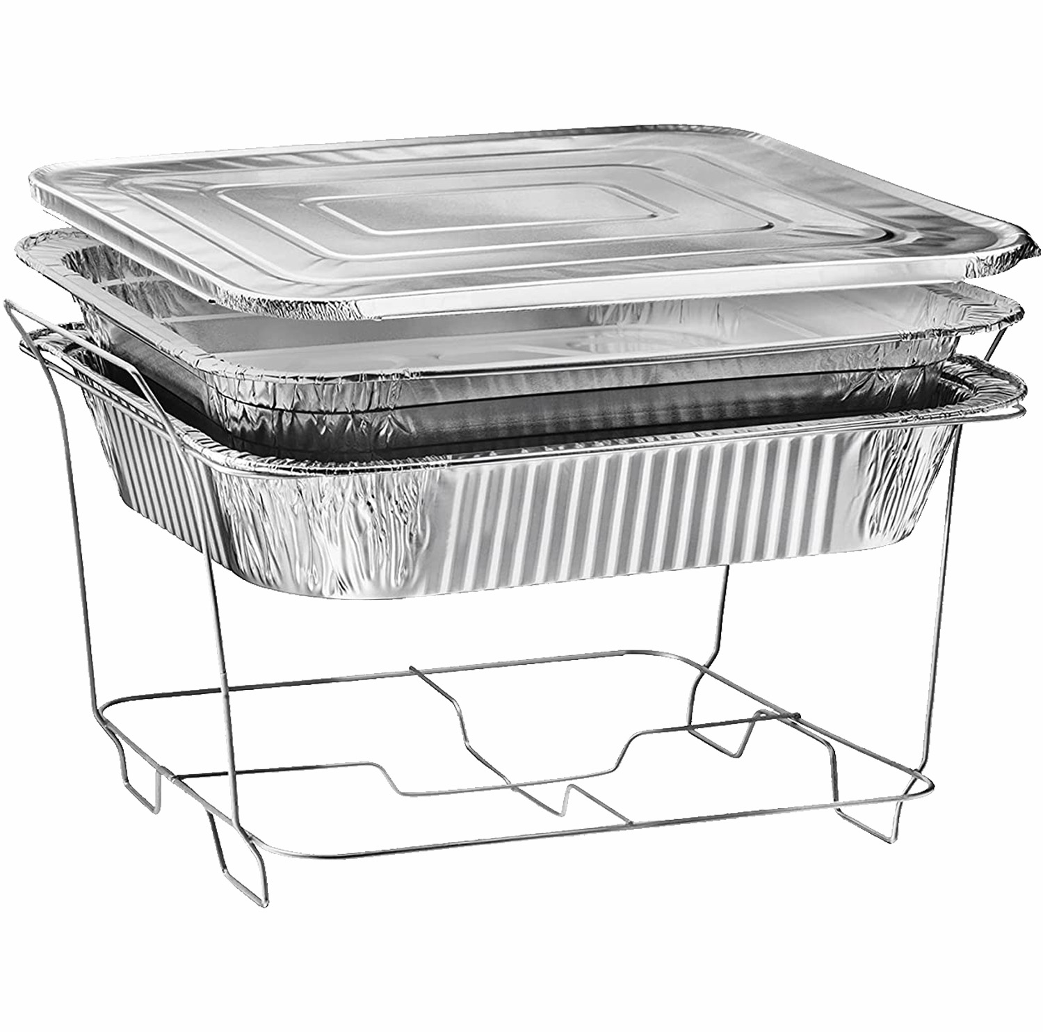 Chafing Dish Buffet Servers andamp; Warmers， 42 Pcs Buffet Serving Kit | Includes Chafing Fuel， Wire Racks， 9x13 Aluminum Pans with Lidsandlt; serving Utensils andamp; Lighters A Complete Disposable Party Manager