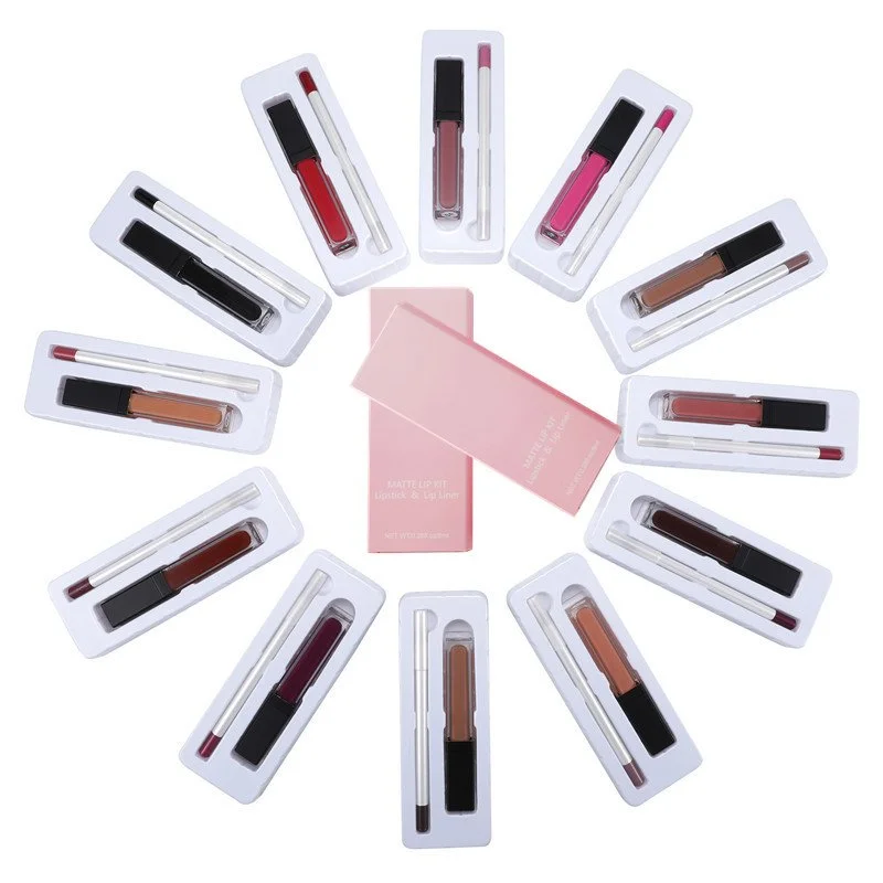 Hot Selling Custom Label Waterproof Liquid Lipstick Lipliner Kit