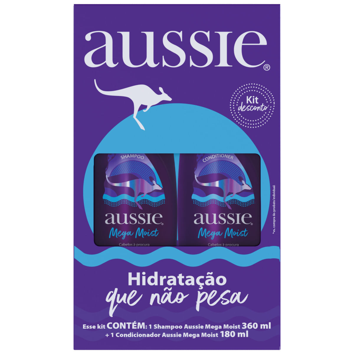 Kit Shampoo 360ml + Condicionador 180ml Aussie Mega Moist