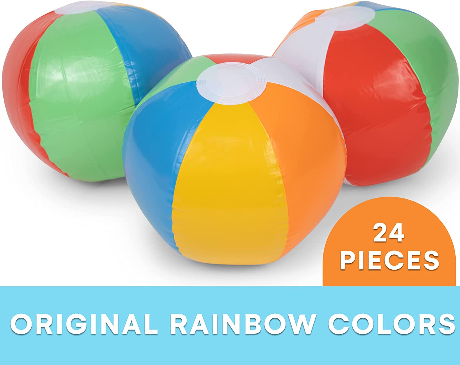 Large Beach Balls Bulk Pack - Big Inflatable Beach Ball 24 Inch - Giant Beach