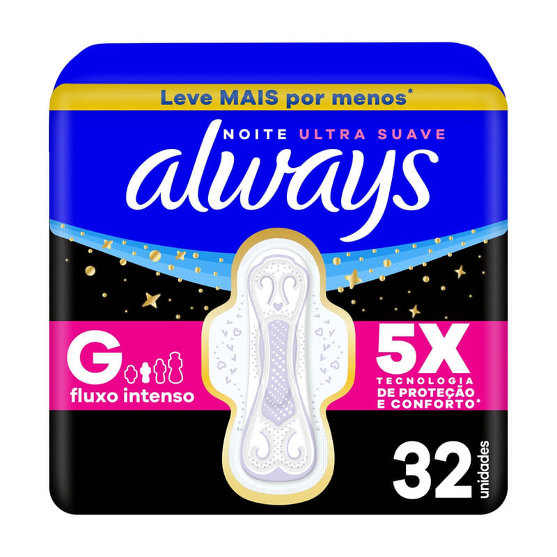 Absorvente Always Noite Ultra Suave com Abas 32 Unidades