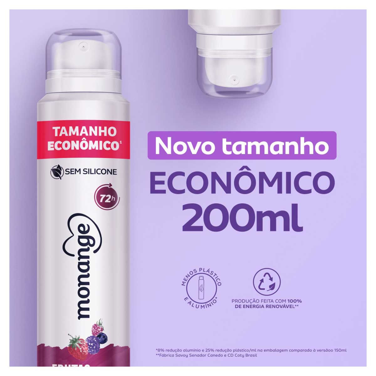 Antitranspirante Aerossol Frutas Vermelhas Monange 200ml Spray Tamanho Economico