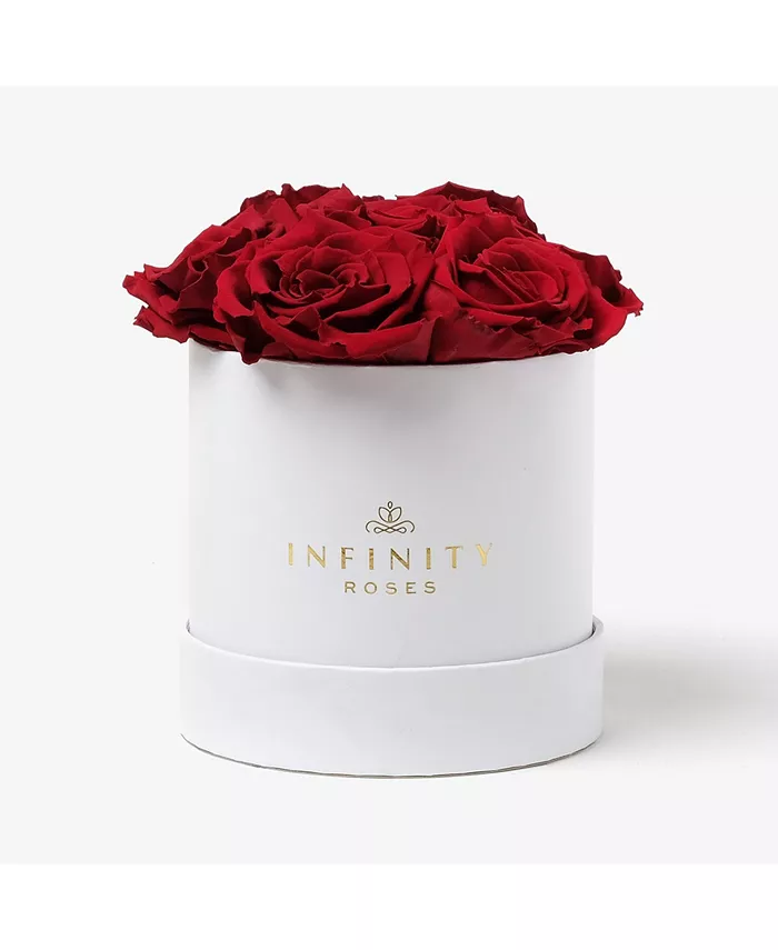 Infinity Roses Round Box of 7 Red Real Roses Preserved To Last Over A Year