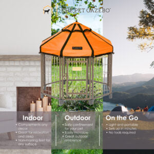 Pet Gazebo Indoor Outdoor Dog Kennel with Waterproof Market-Top Cover， Desert Sunset， 3-ft