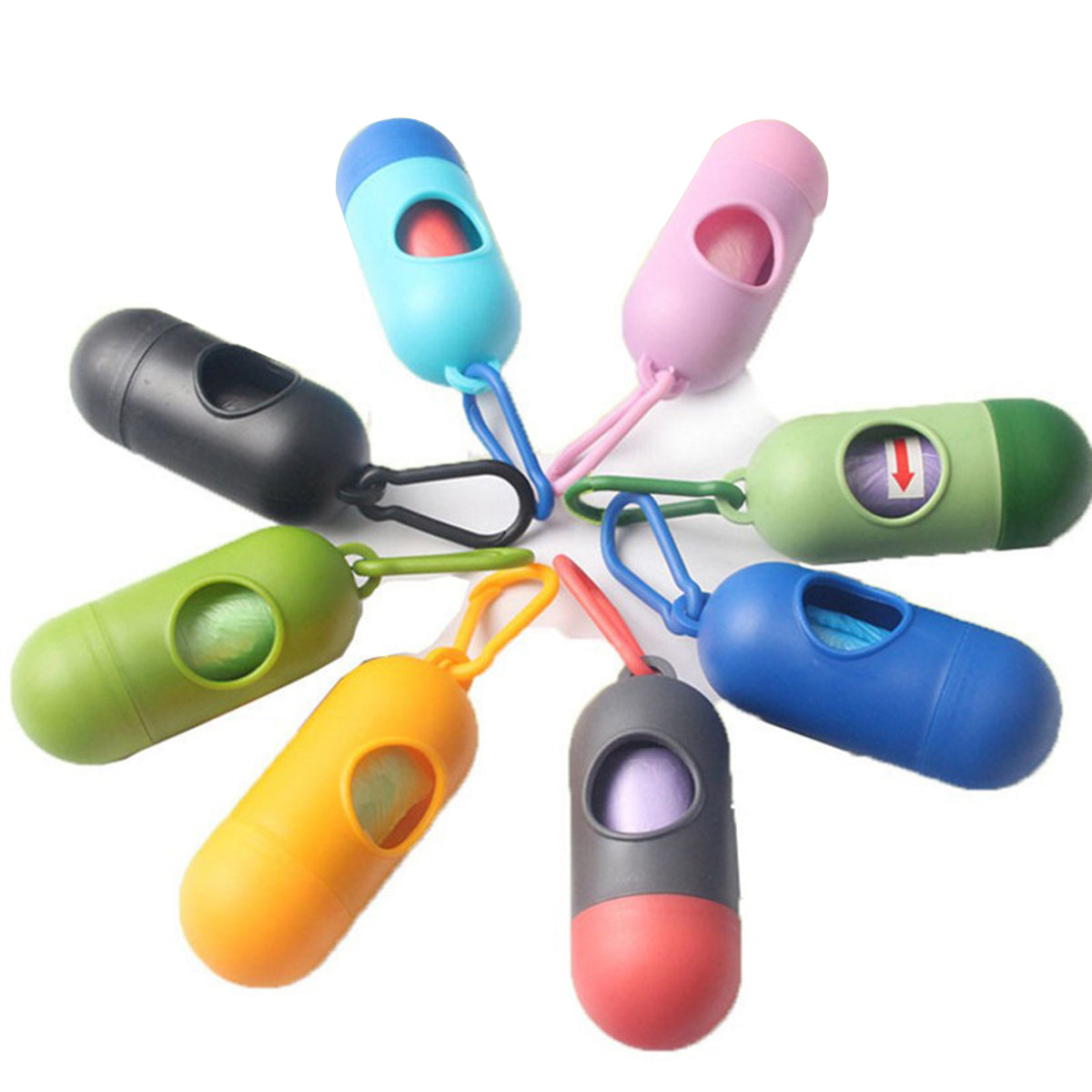 Dog Waste Poop Bags Dispenser with 10-Roll Bags for Pets Outdoor Supplies (Random Color)