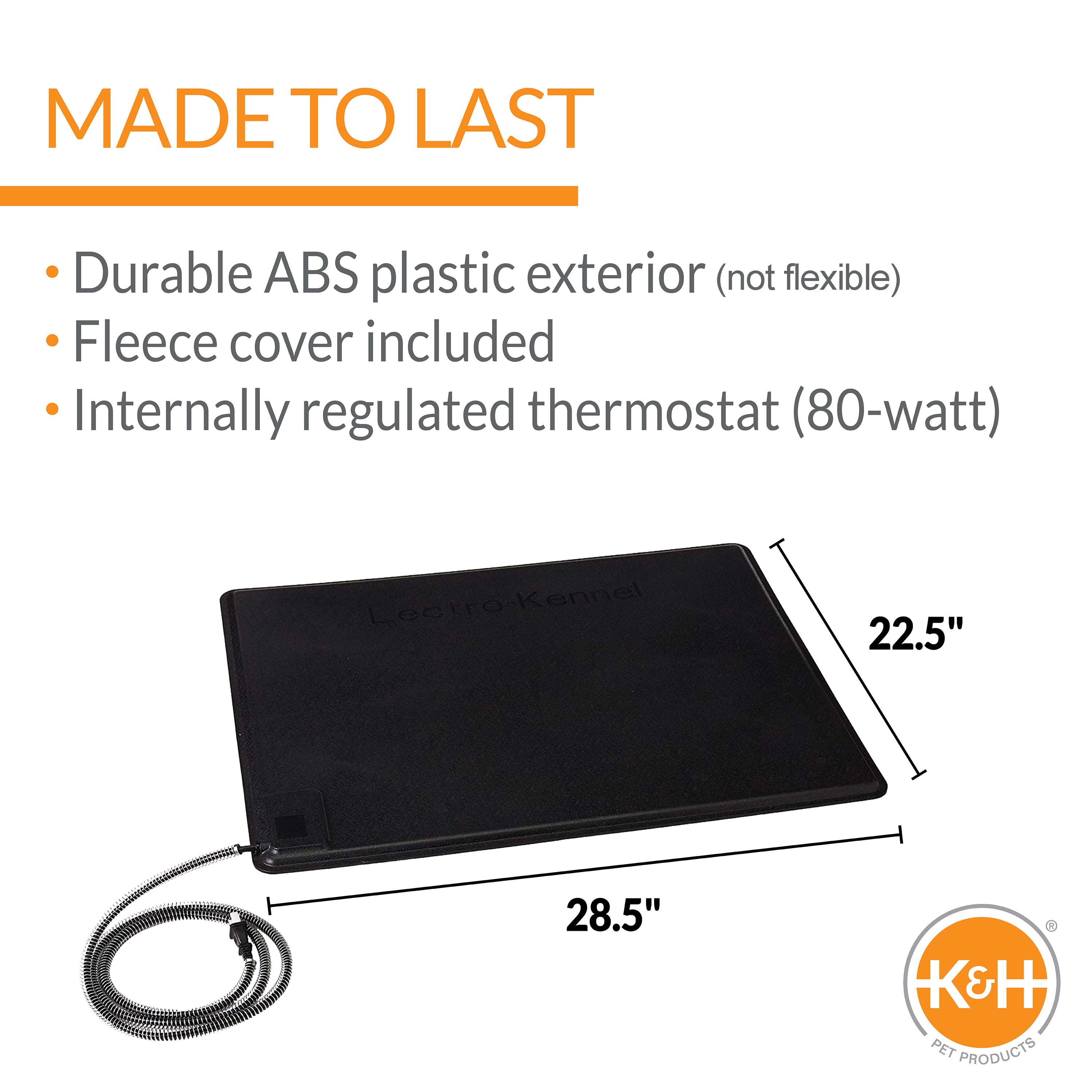 KandH Pet Products Lectro Kennel Dog Mat， Large， Black