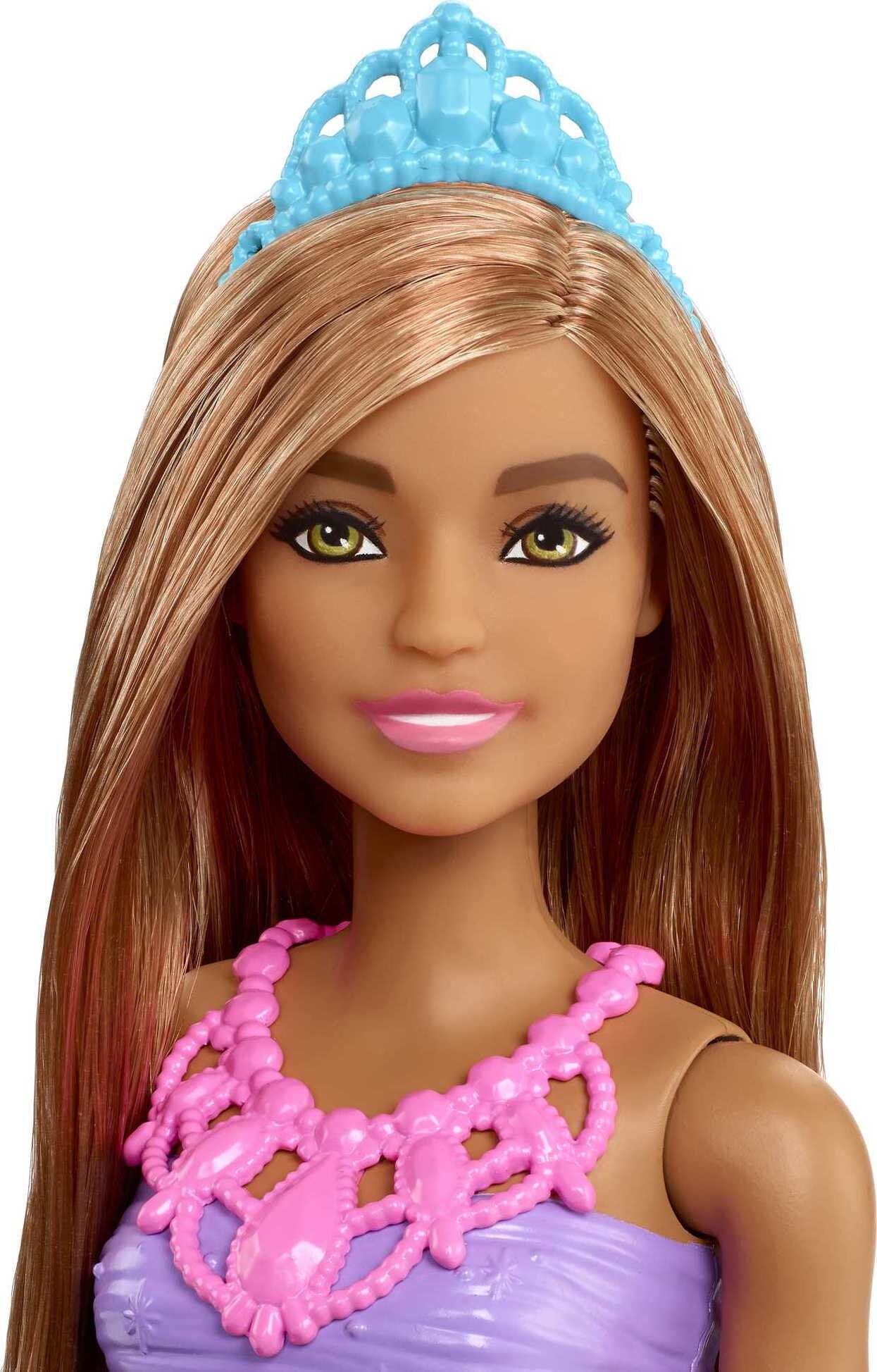 Barbie Dreamtopia Doll & Accessories, Brunette Hair with Removable Blue Skirt, Shoes & Tiara