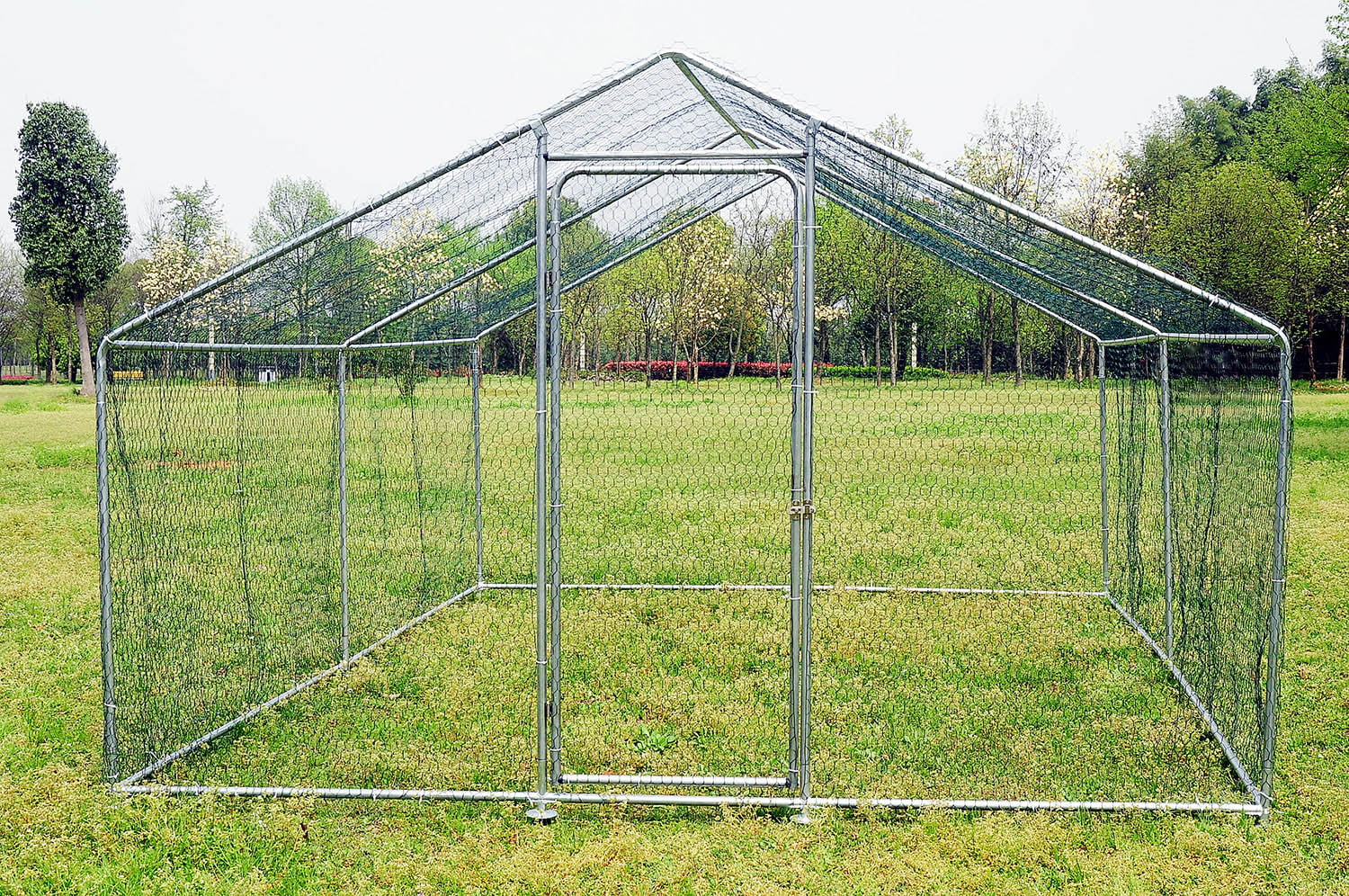 Walsport 10x10ft Chicken Run Walk in Coop for Poultry Rabbit Hen Cage Pen Metal Design with Door