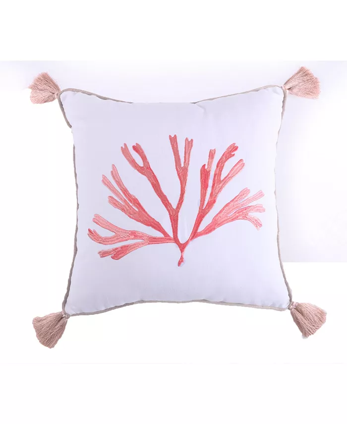 Levtex Coral with Tassels Decorative Pillow， 18