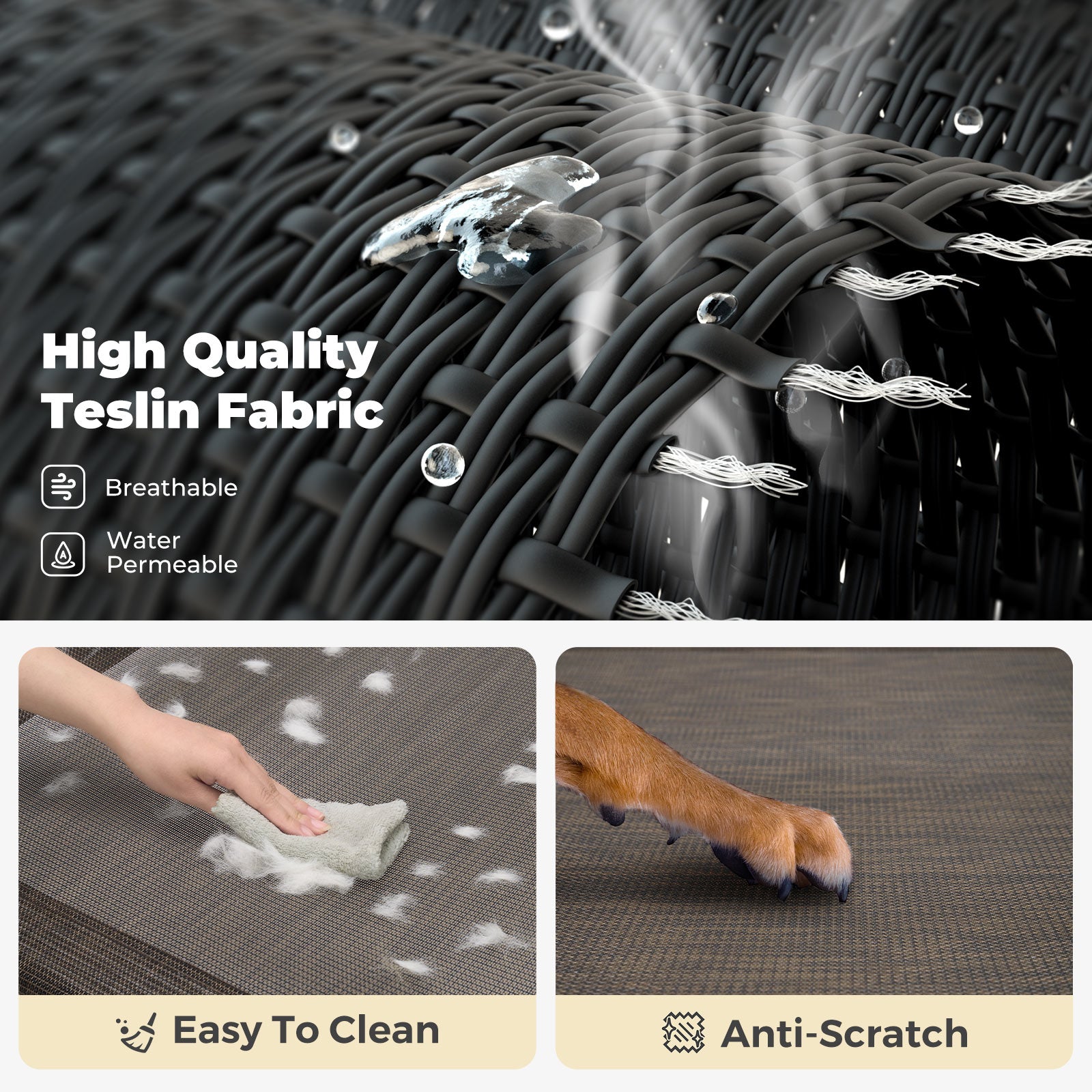 Veehoo Cooling Elevated Dog Bed， Chew Proof Dog Cot with Washable Mesh， Large， Brown