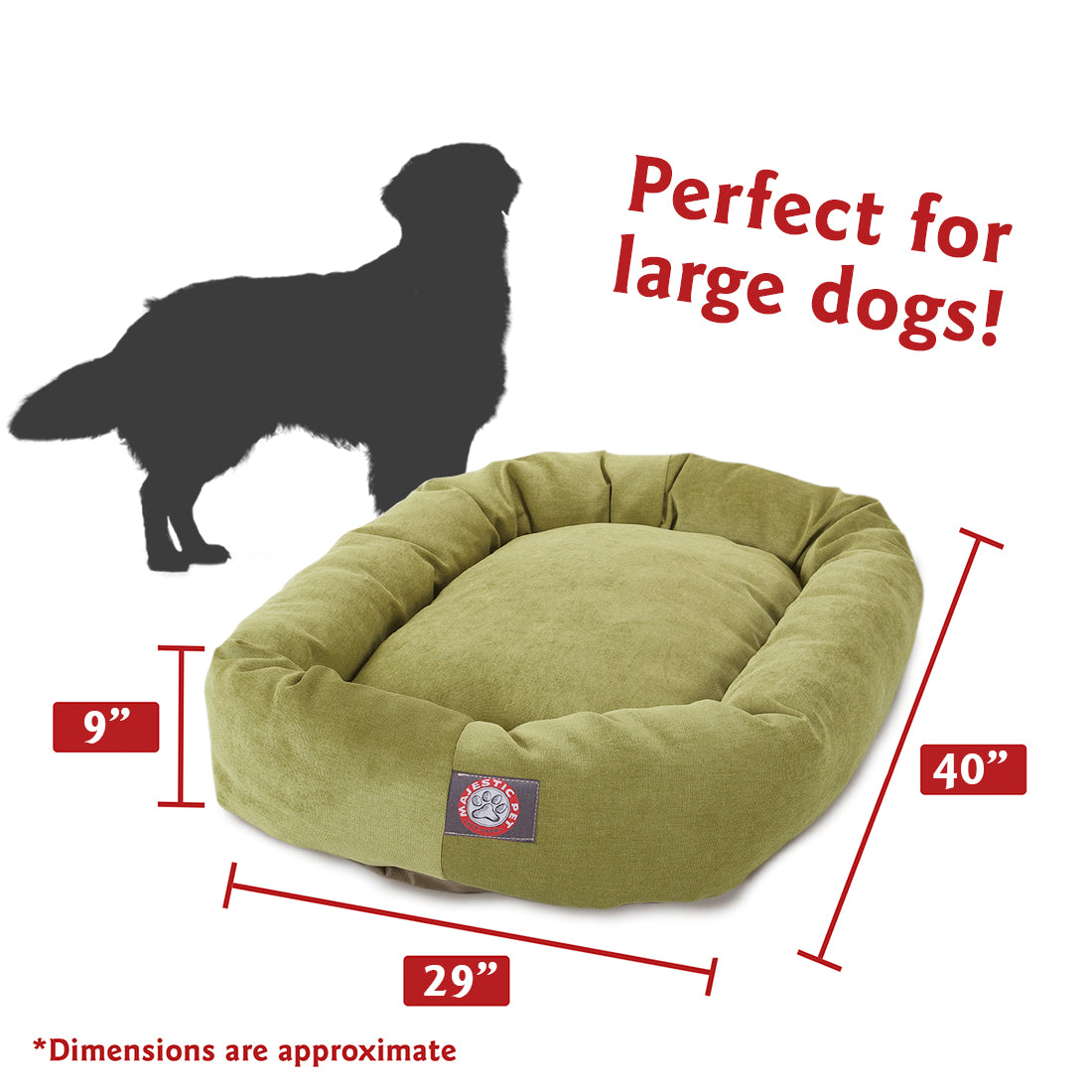 Majestic Pet | Villa Velvet Bagel Pet Bed For Dogs， Apple， Large