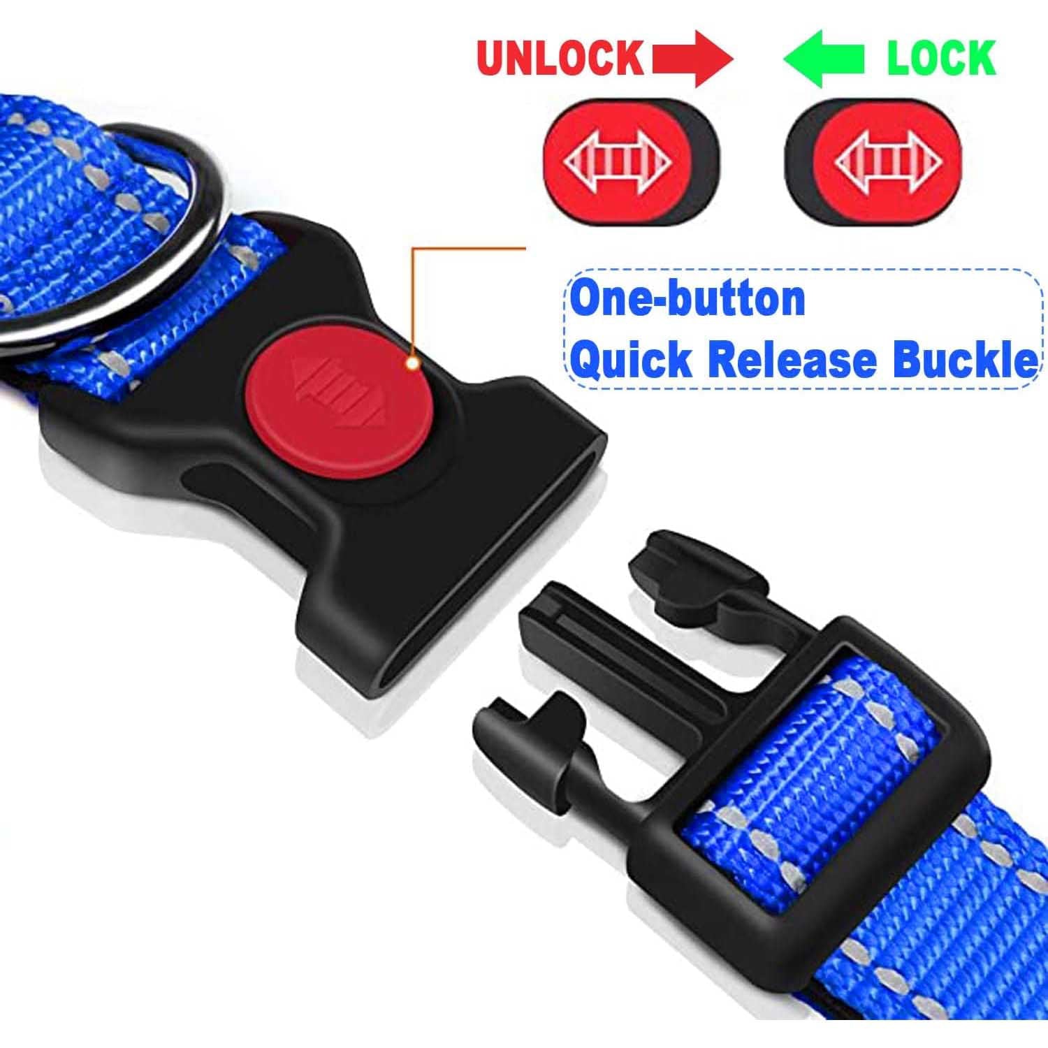 HKEEY Dog Collar， Adjustable Reflective Nylon Dog Collar Classic Solid Colors， Soft Neoprene Padding for Small Medium Sized Dogs Neck (9-14.2 inch)