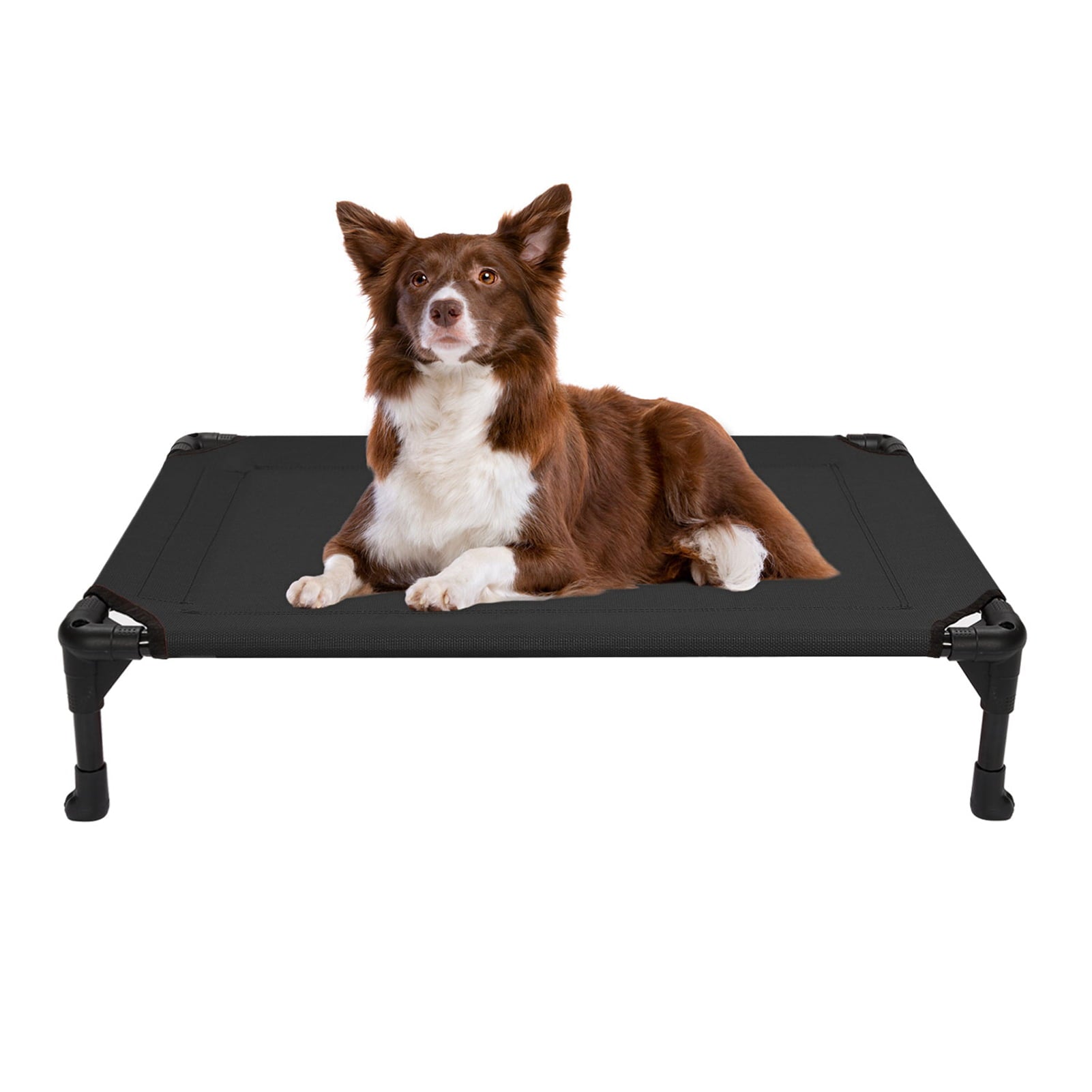 Veehoo Cooling Elevated Dog Bed， Portable Raised Pet Cot with Washable Mesh， Medium， Black