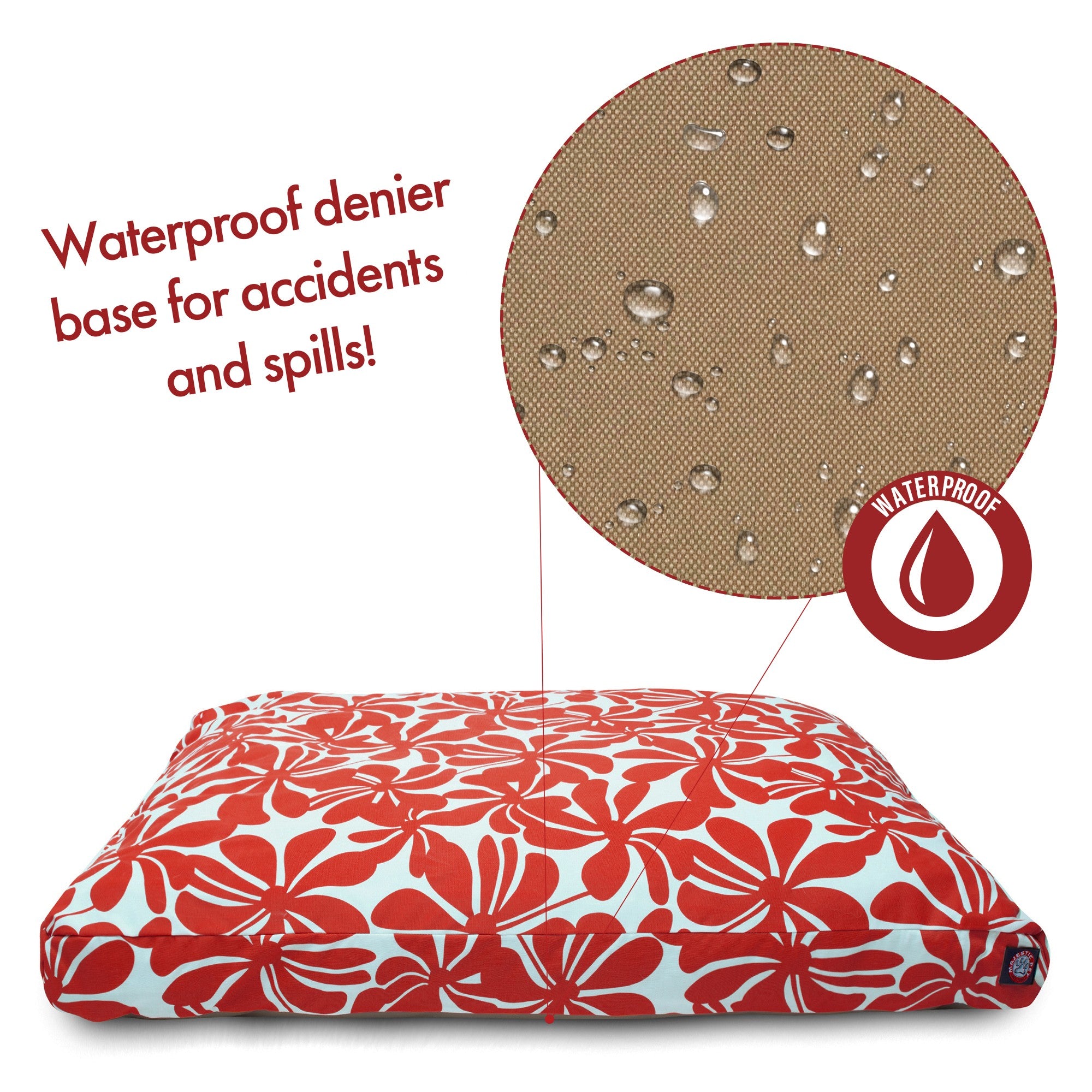 Majestic Pet | Plantation Shredded Memory Foam Rectangle Pet Bed For Dogs， Removable Cover， Red， Medium