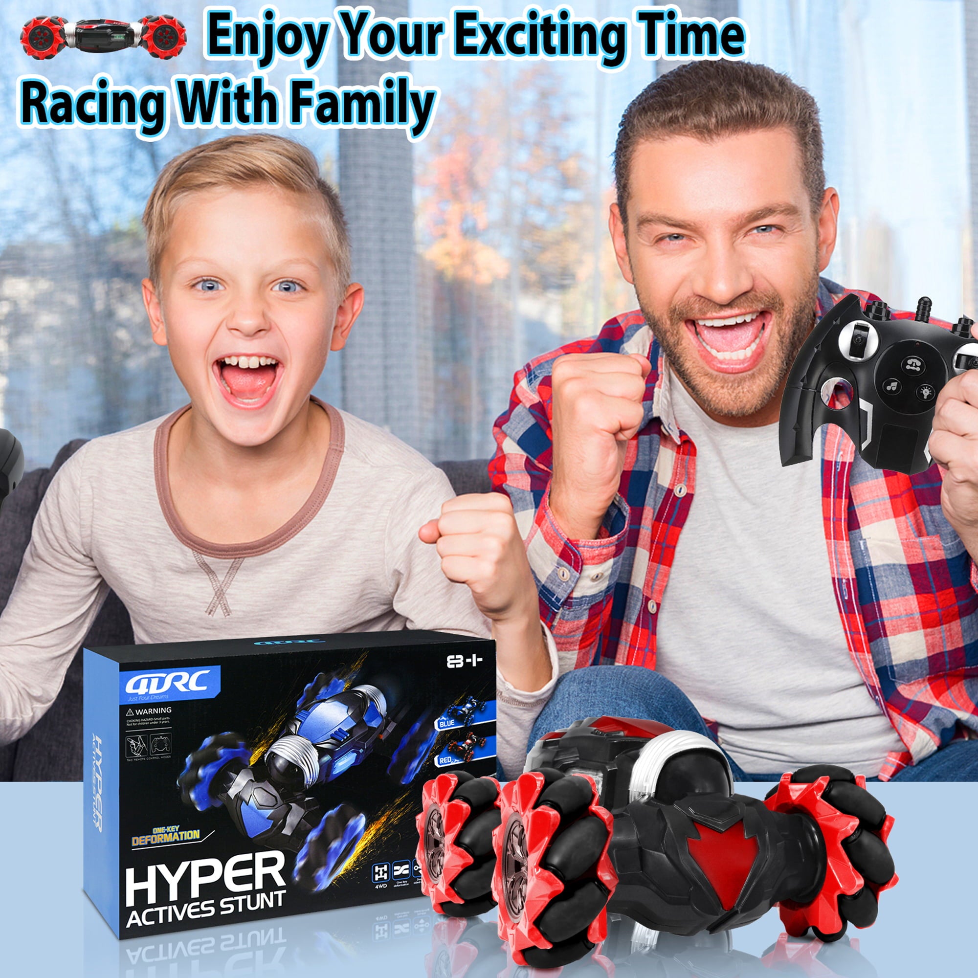 AGNEVE RC Stunt Car 4WD 360° and Double Sided Rotation Toy Car 2.4GHz All-Terrain Dual Mode Twist Remote Control Car with LED Light Music for Kids Gifts