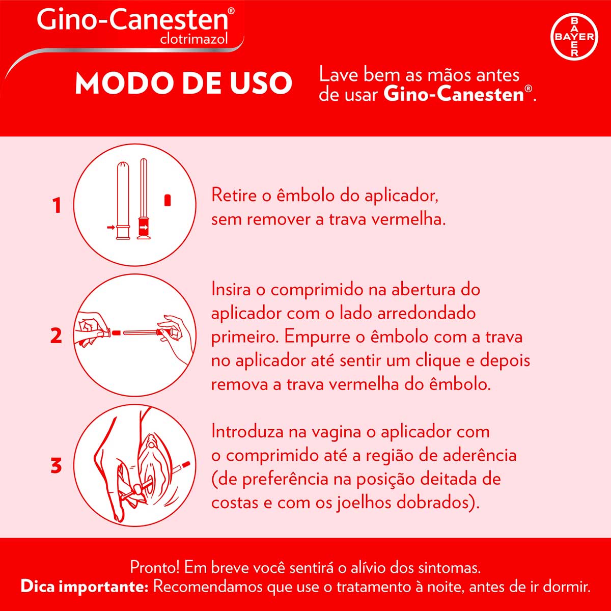 Comprimido Vaginal Gino-Canesten Tratamento da Candidiase 1 Dia