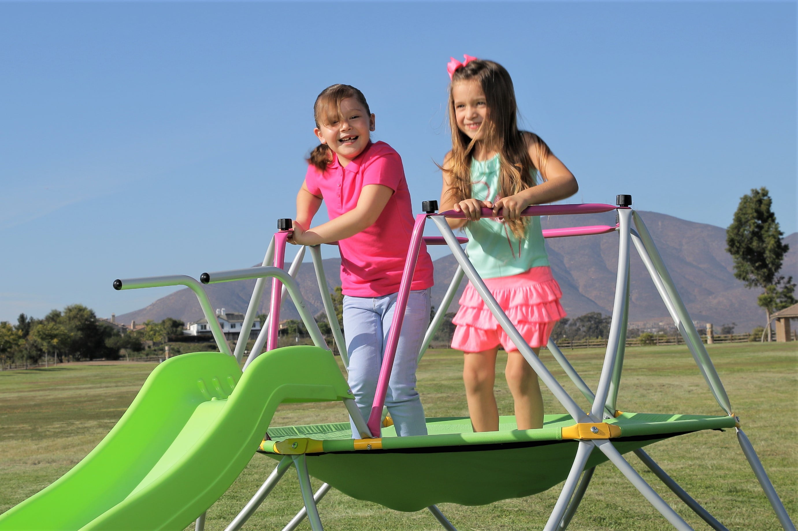 Platports Kids Dome Climber with Slide Set- Indoor Outdoor Playground - Age 3-10 - 55 inches mat